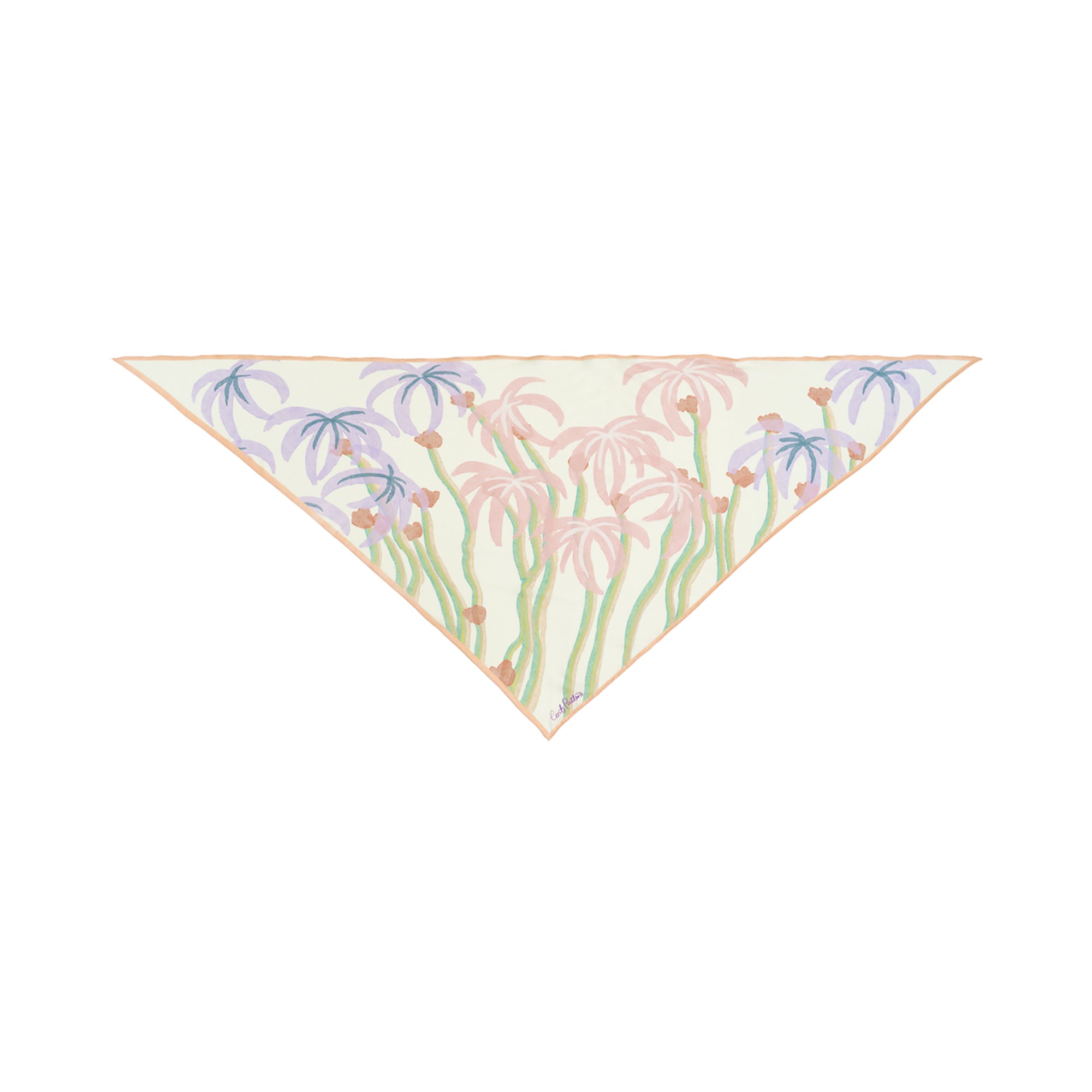 "Ethereal Mirage" Wool-Silk Triangle Wrap Scarf - Pink