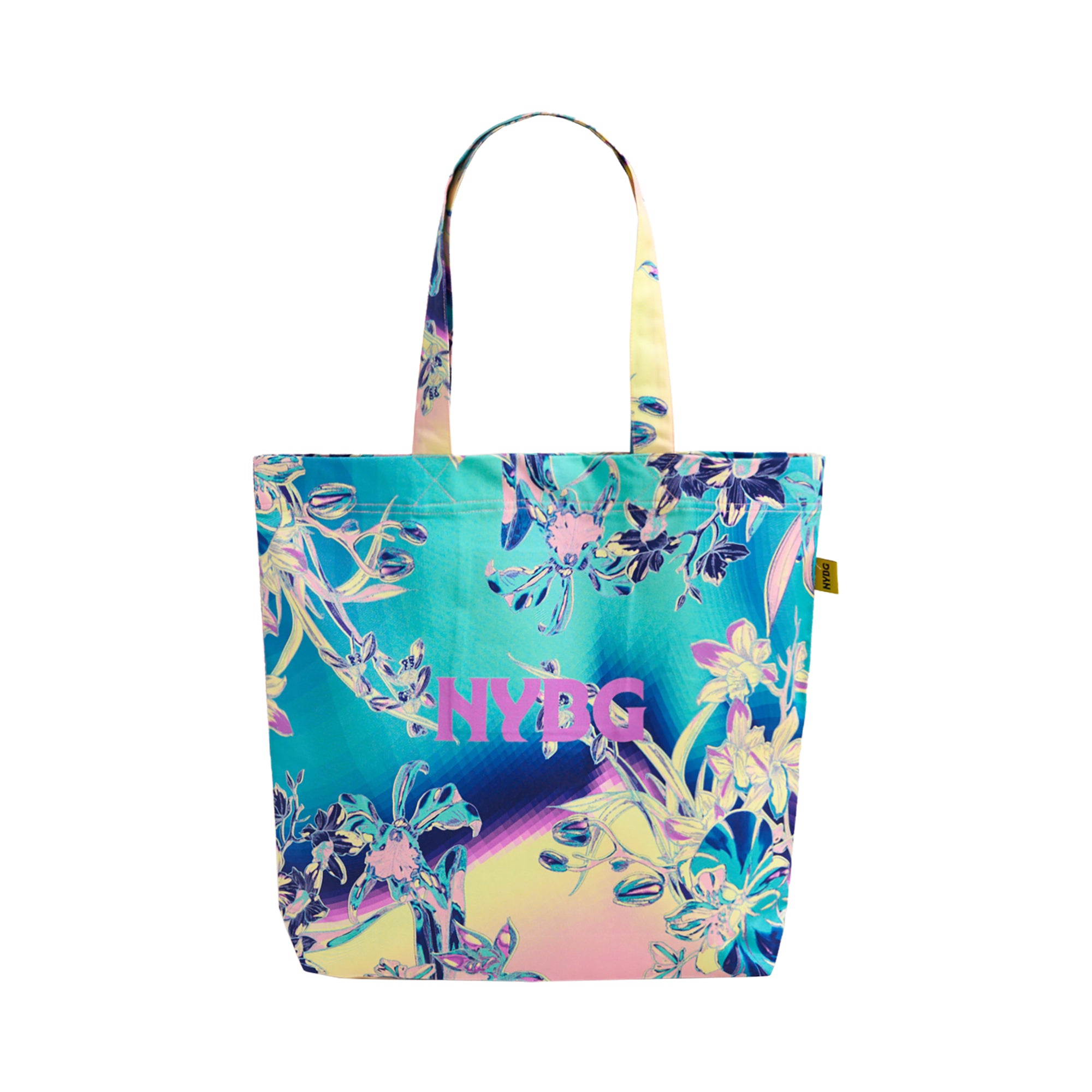 LOST PATTERN X NYBG " Orchid Neon" Cotton Tote Bag - Pink & Blue