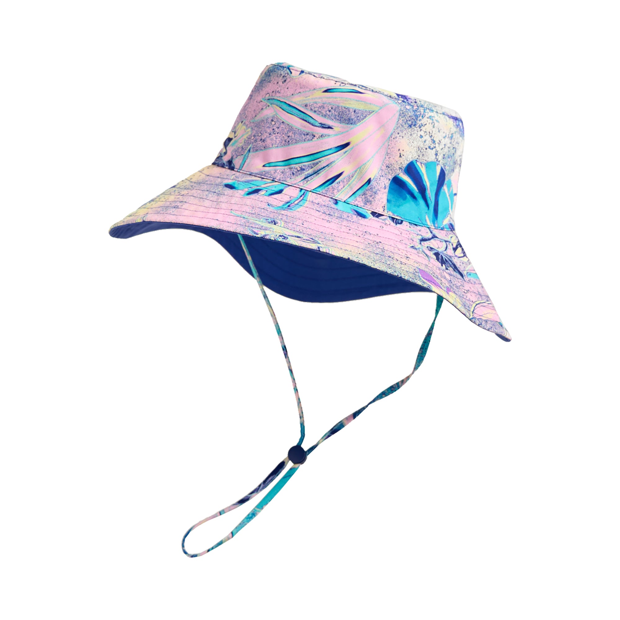 LOST PATTERN X NYBG " Orchid Neon" Cotton Reversible Sunhat - Blue