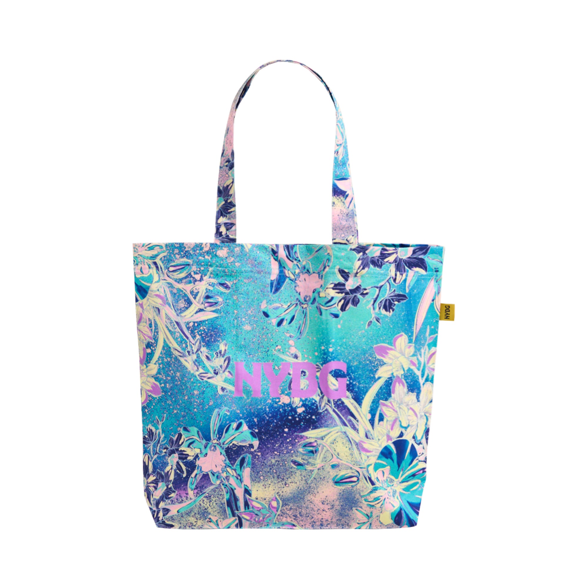 LOST PATTERN X NYBG " Orchid Neon" Cotton Tote Bag - Spray Paint