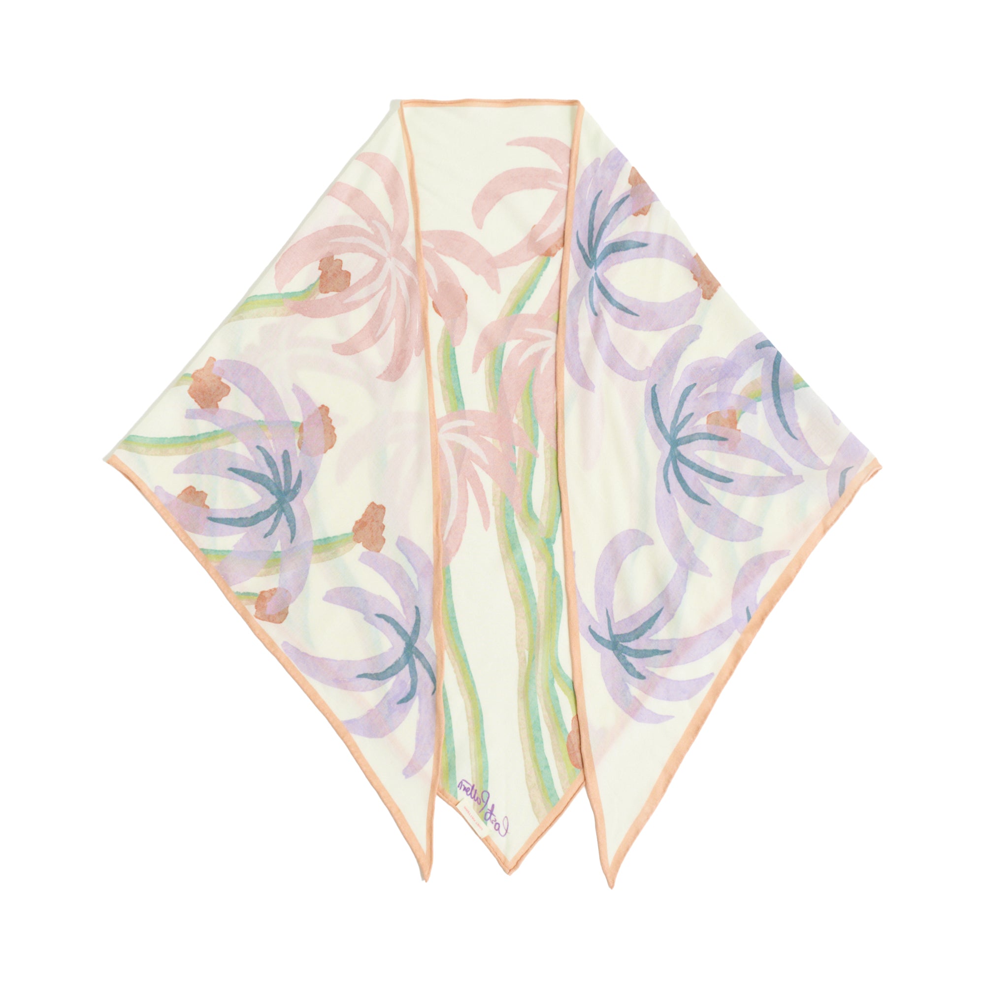 "Ethereal Mirage" Wool-Silk Triangle Wrap Scarf - Pink