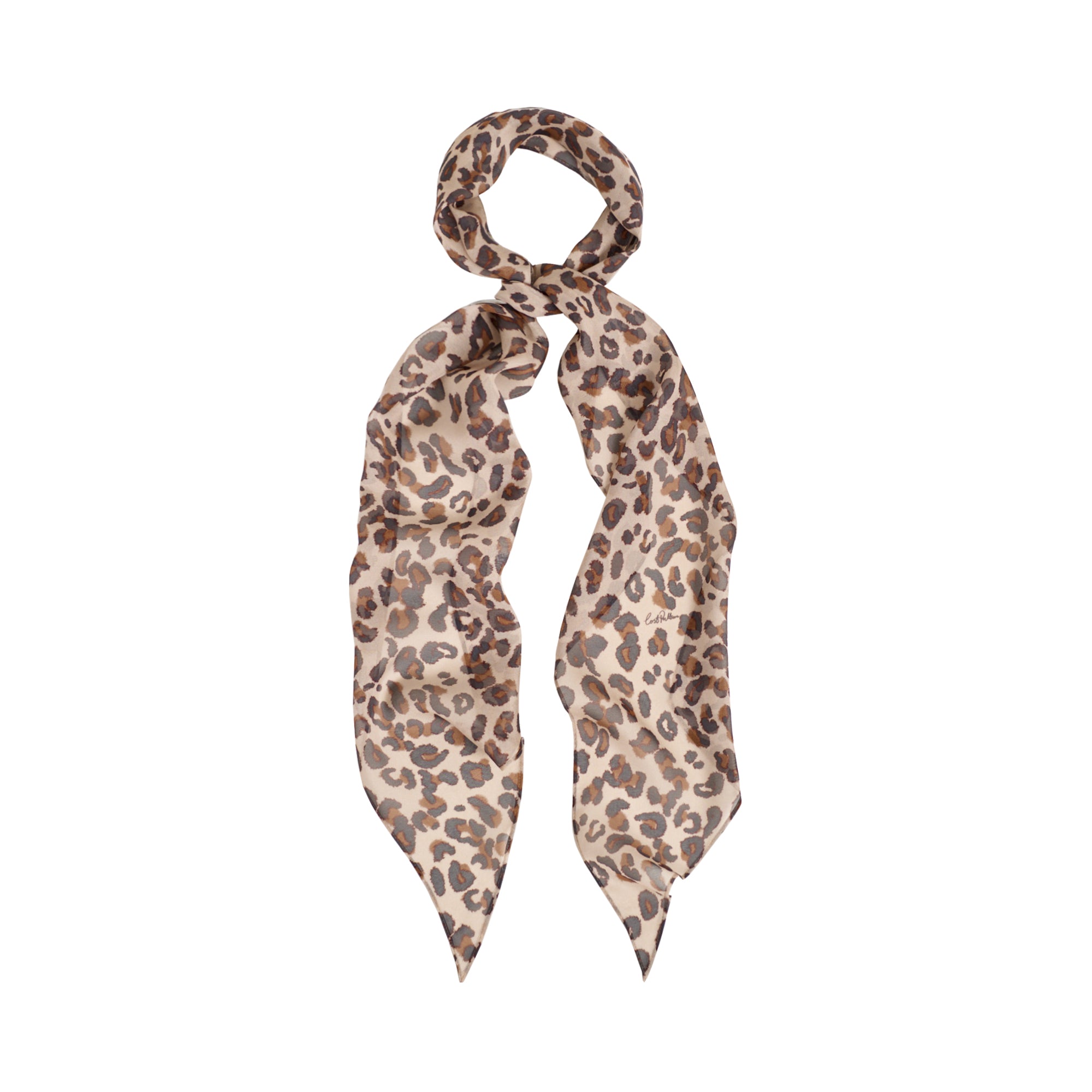 “Spot Chic" Silk Chiffon Neck Scarf - Classic Leopard