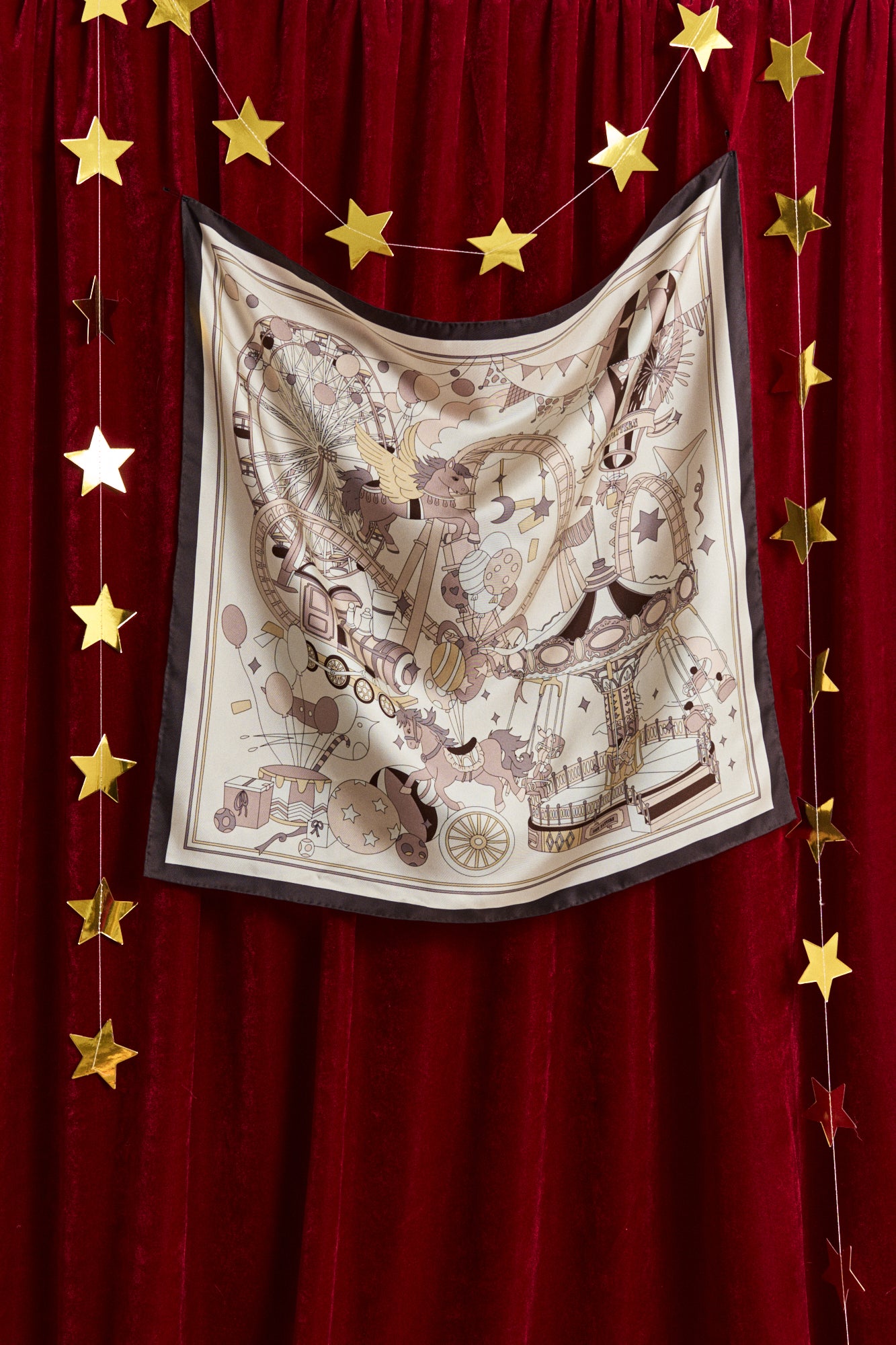 "Pop Pony" Silk Twill Bandana Scarf - Chocolate