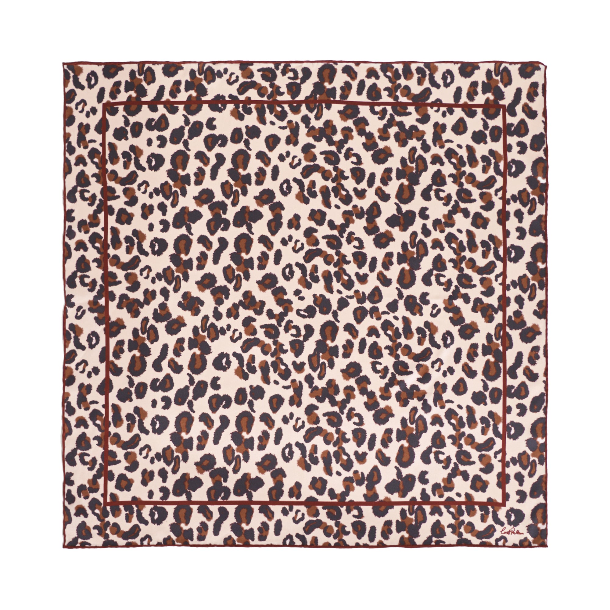 “Spot Chic" Silk Bandana Scarf - Blush Leopard