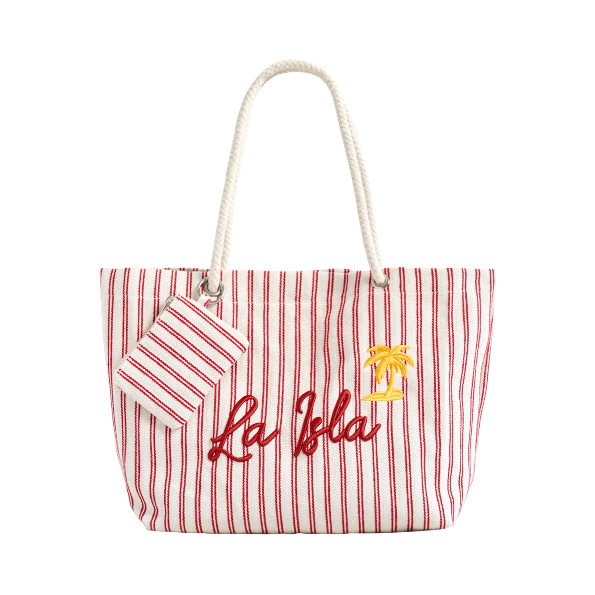 "La Isla" Large Canvas Tote Bag - Red