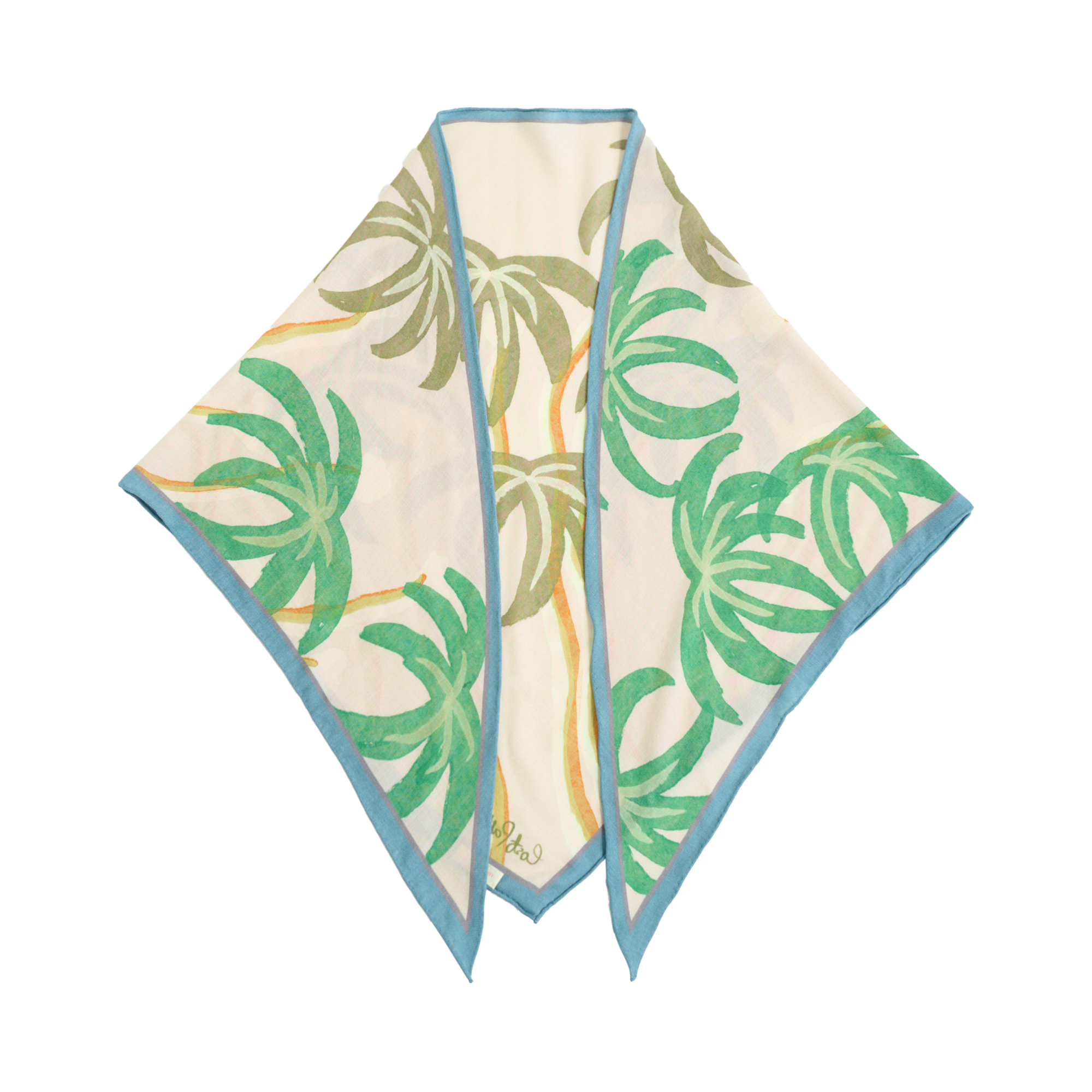 "Ethereal Mirage" Wool-Silk Triangle Wrap Scarf - Blue
