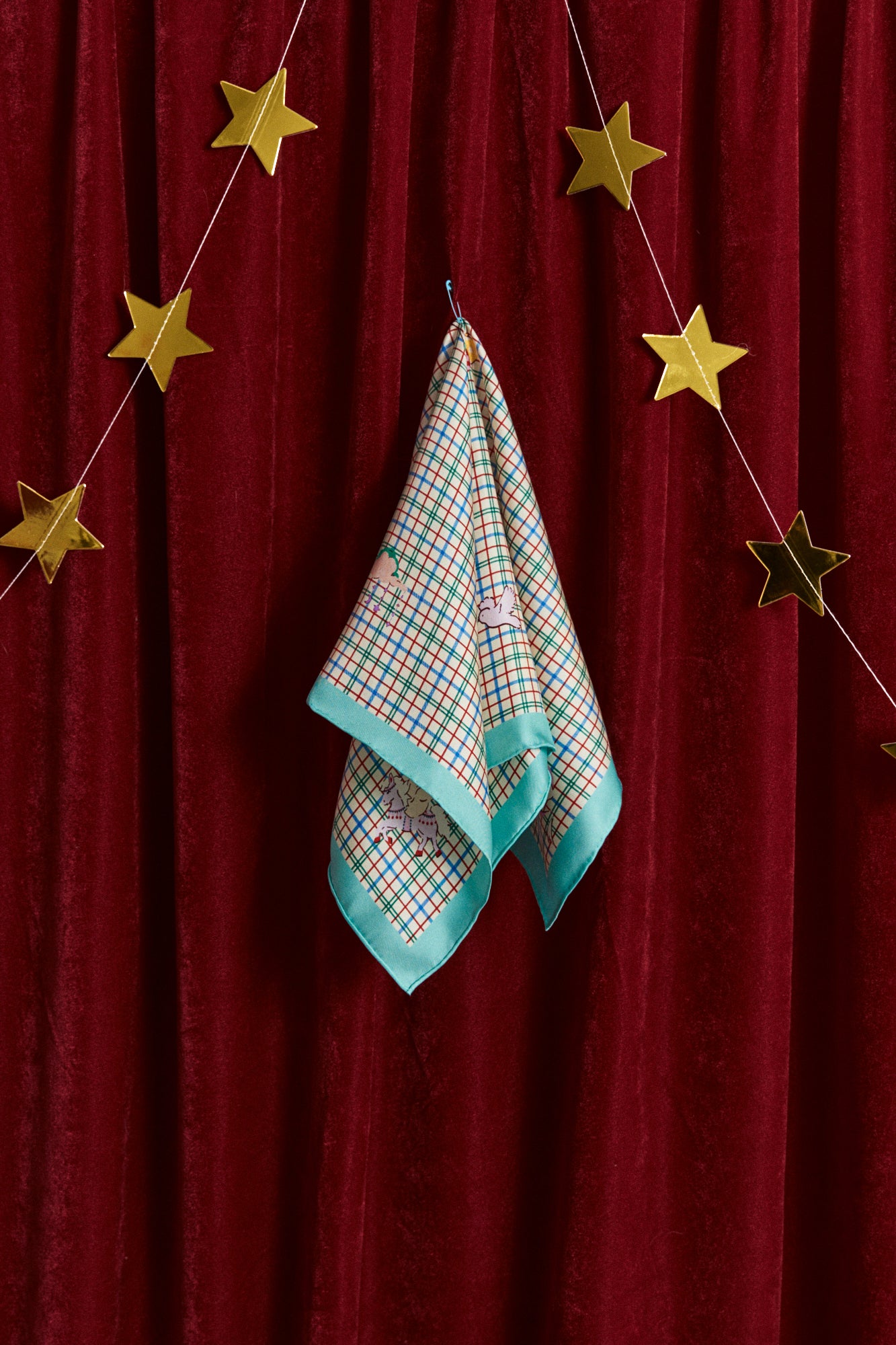 "Pop Pony" Silk Bandana - Lake Blue