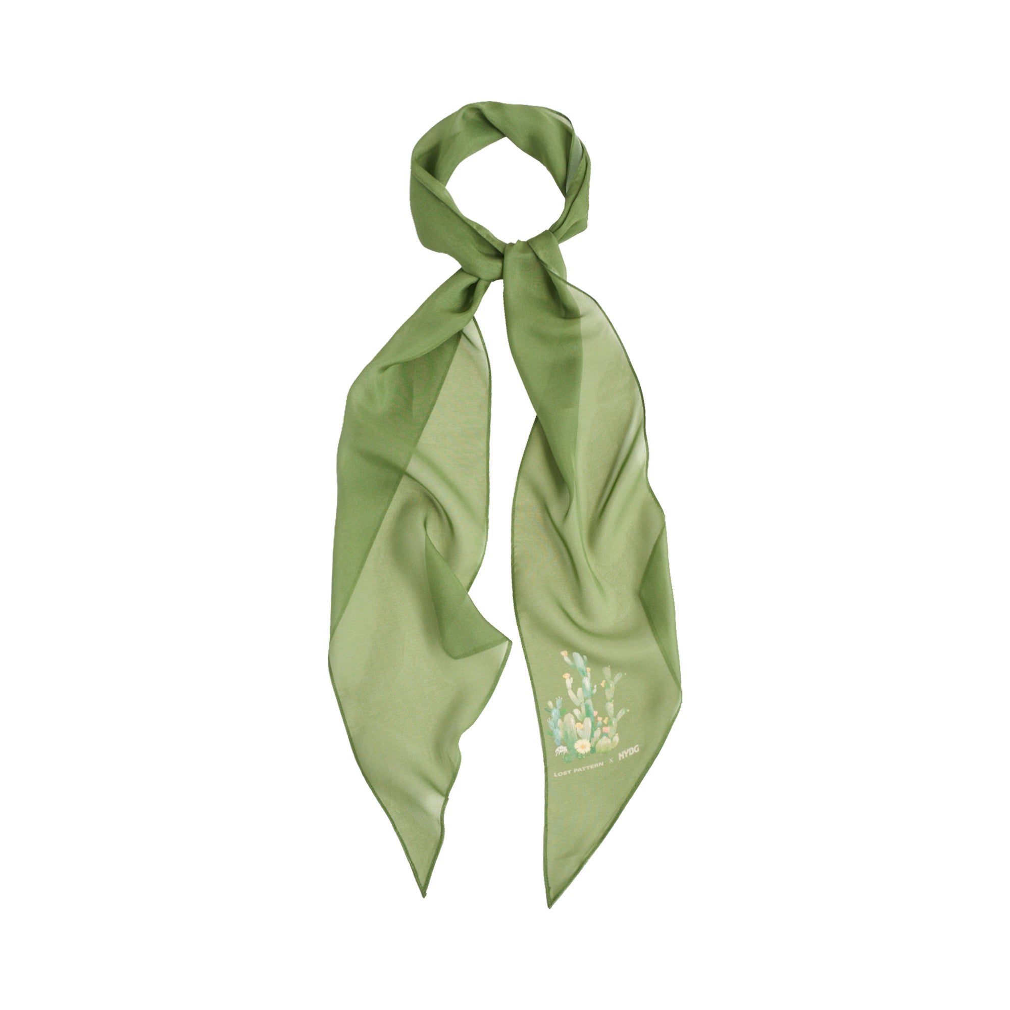 Lost Pattern x NYBG "Oasis Charms" Silk Chiffon Neck Scarf - Green