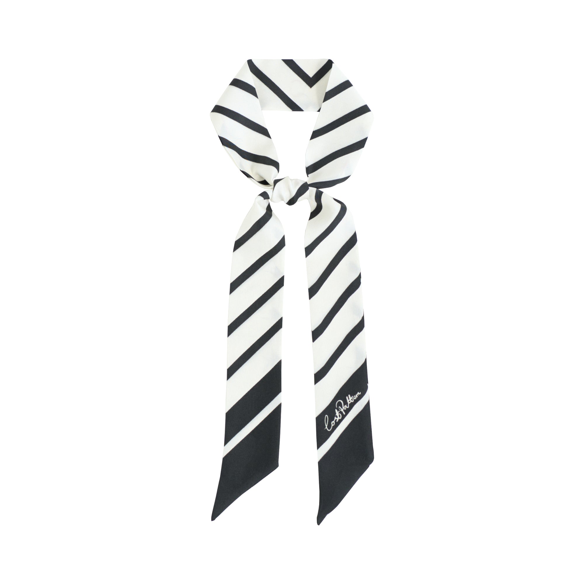 "La Marinière" Silk Skinny Scarf - Black & White