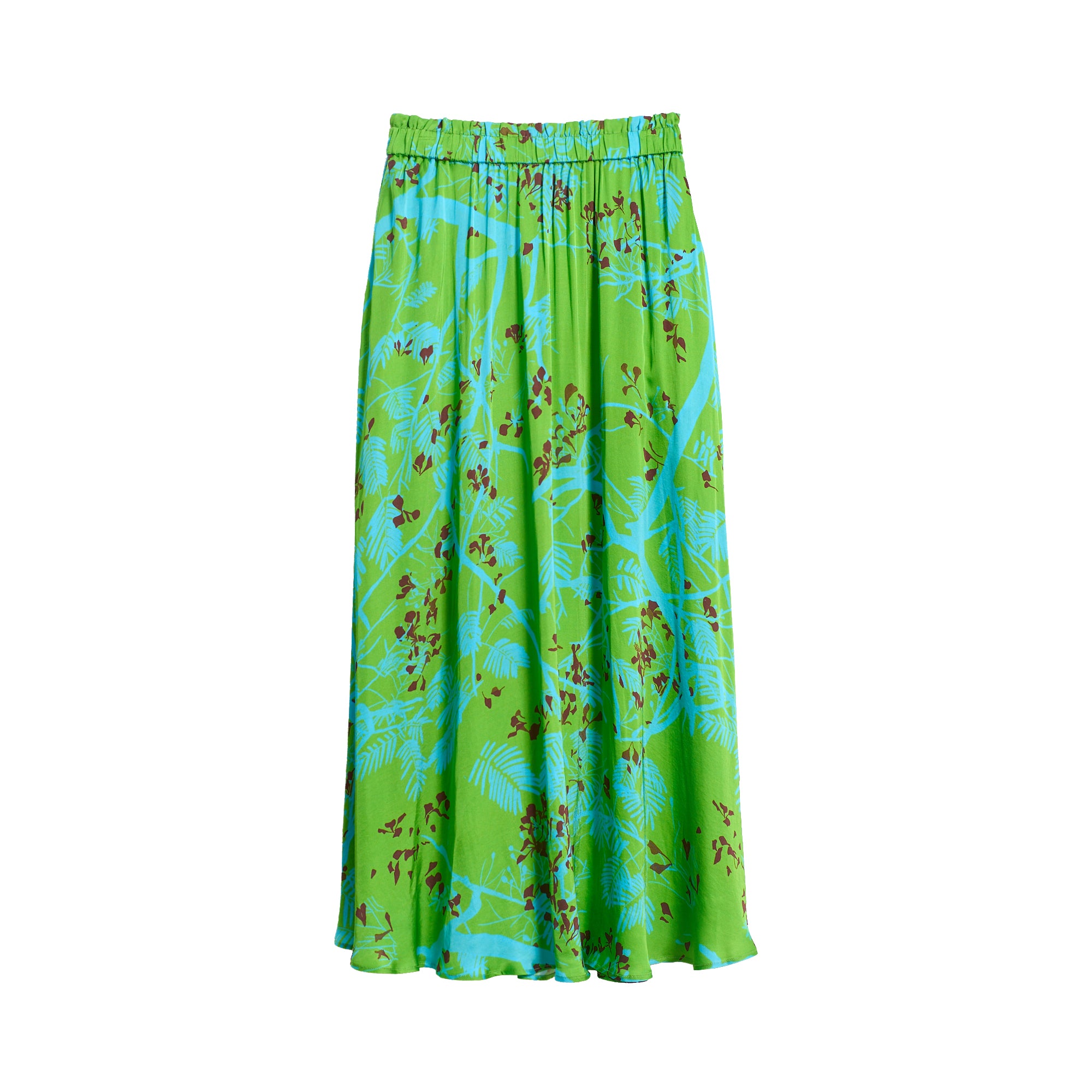 "Coco Dream" Satin Midi Skirt - Green - S - LOST PATTERN Skirt