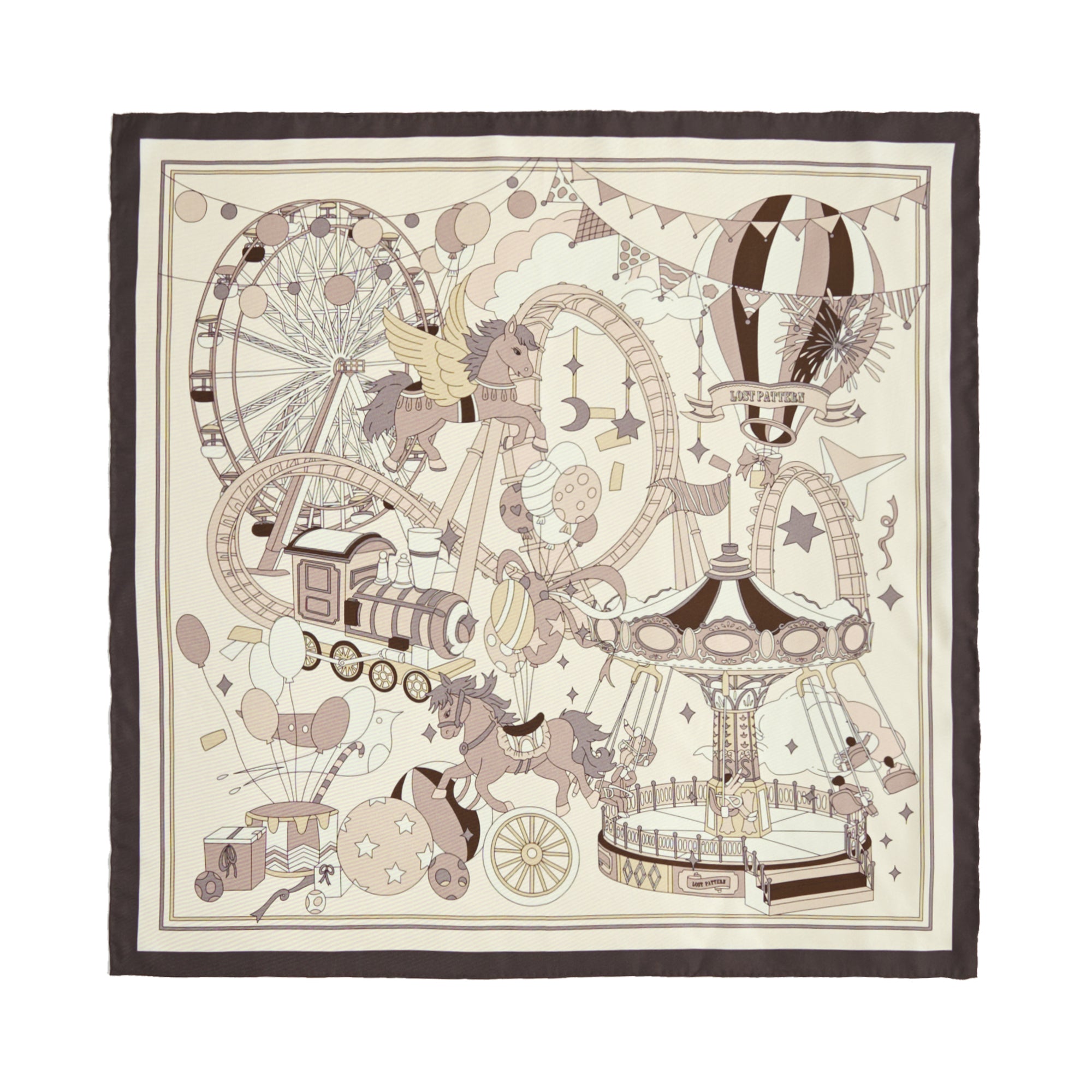 "Pop Pony" Silk Twill Bandana Scarf - Chocolate