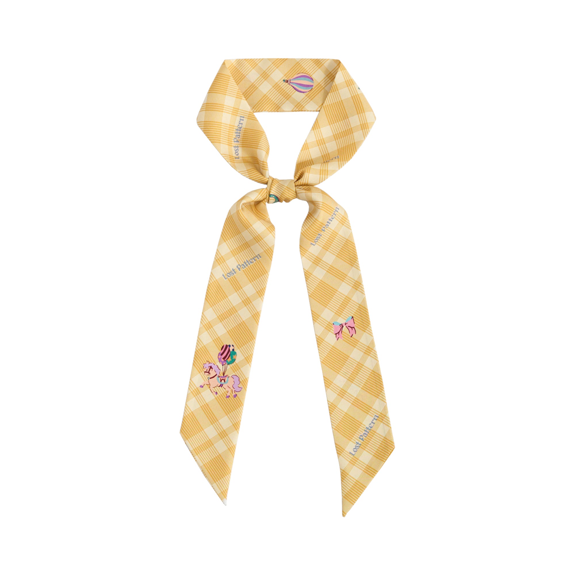 "Pop Pony" Silk Twill Skinny Scarf - Yellow