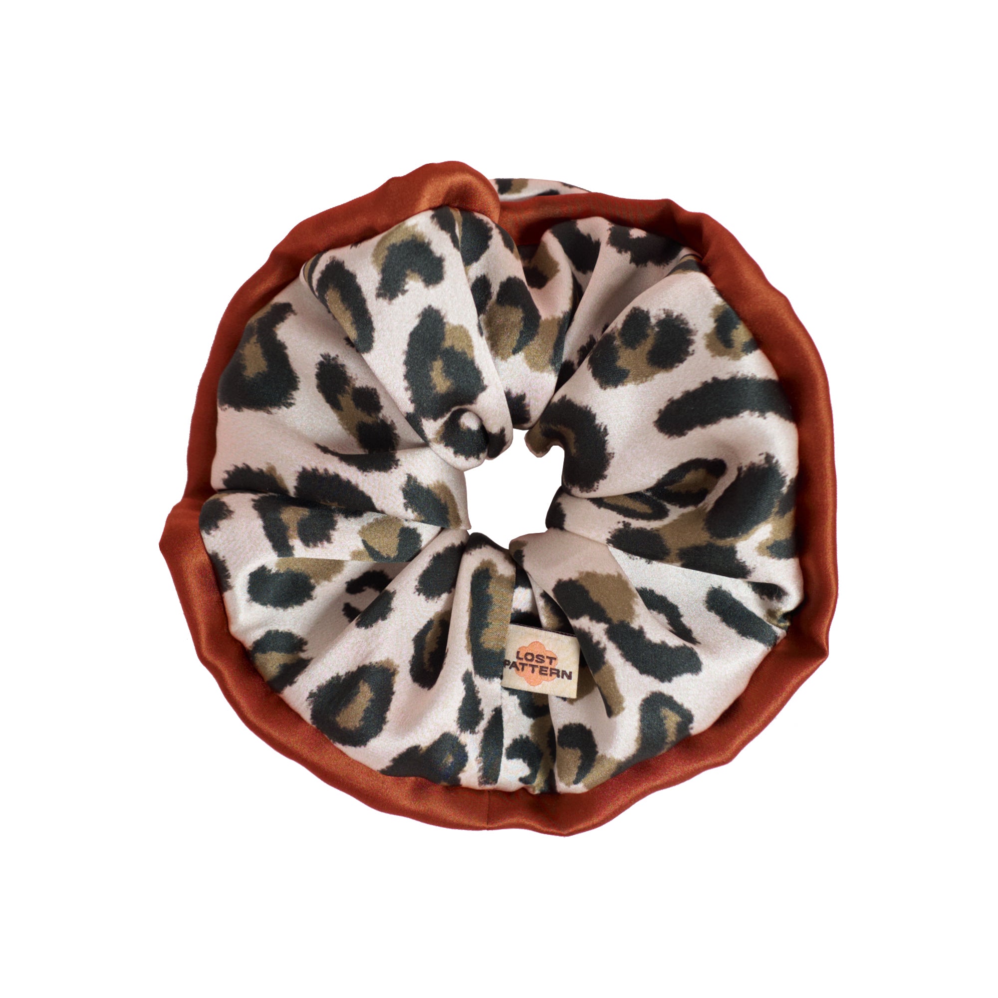 "Spot Chic" Oversized Silk Scrunchie - Blush Leopard