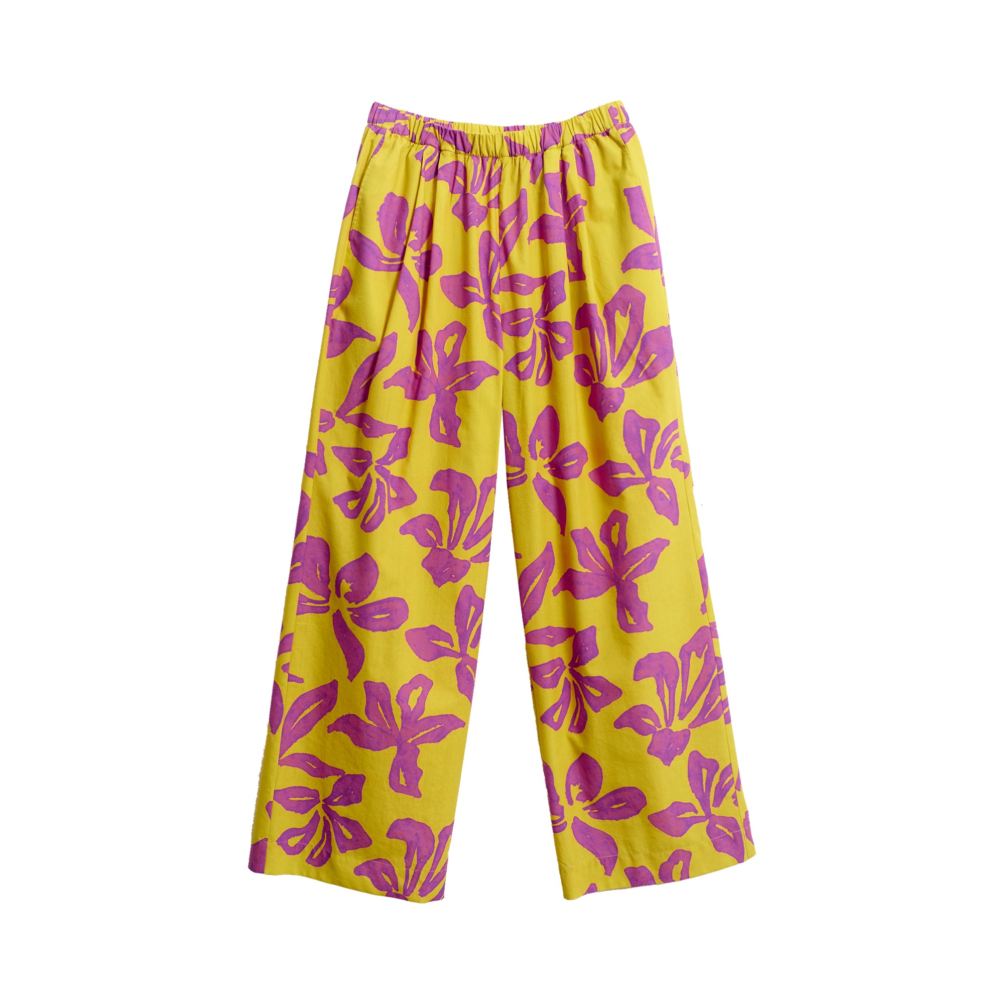"Tropical Bliss" Wide-Leg Palazzo Pants - Golden Hour - S - LOST PATTERN Pants