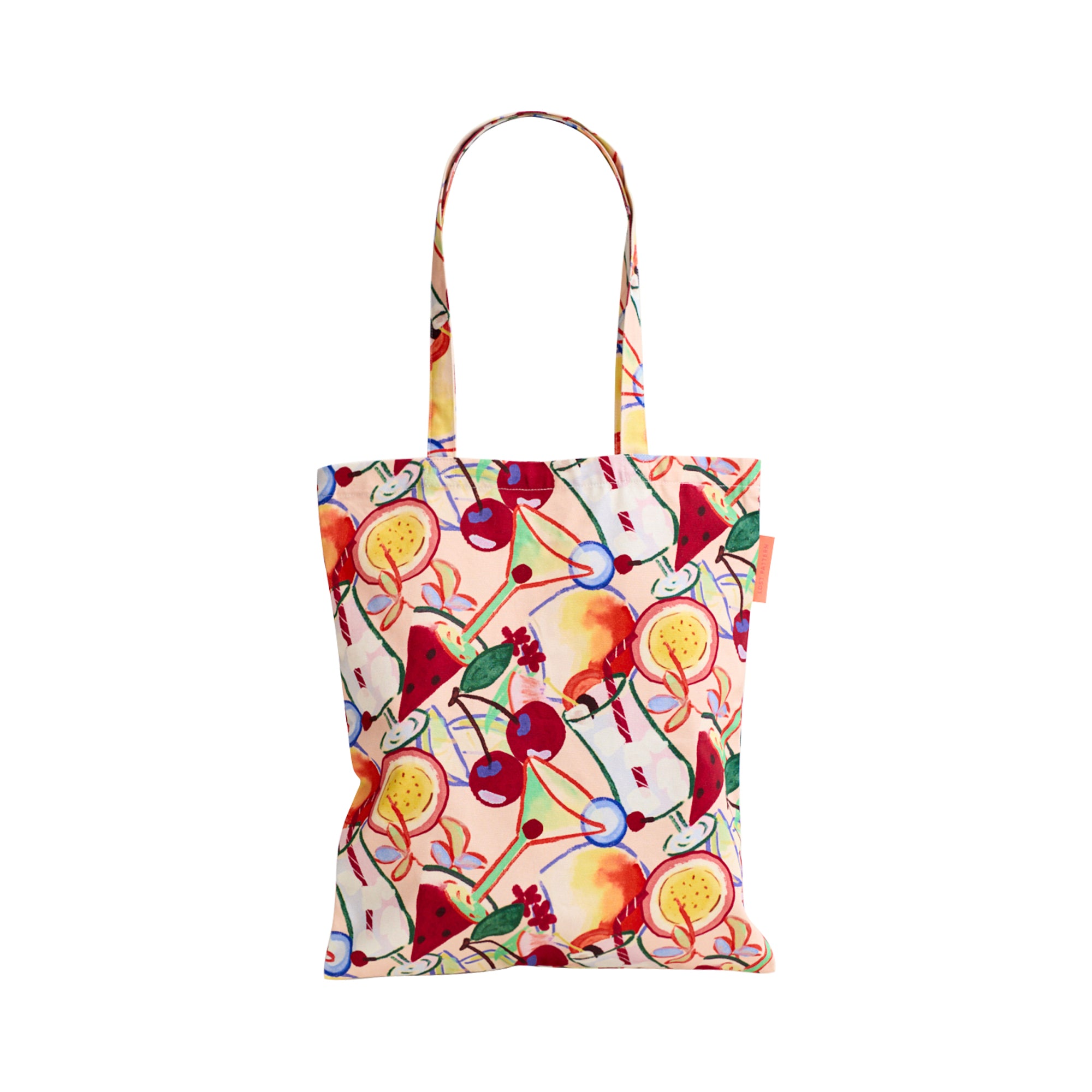 "Party Time" Cotton Tote Bag - Pink - Pink - LOST PATTERN Tote Bag