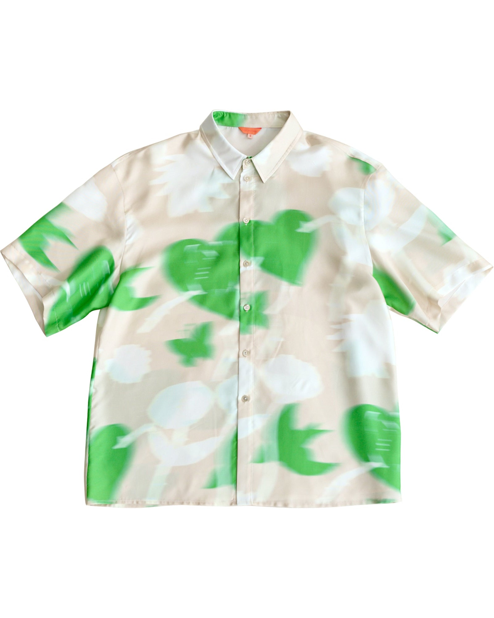 "Frida's Dream " Oversized Silk Hawaii Shirt - Green & Cream - XS - LOST PATTERN Shirt