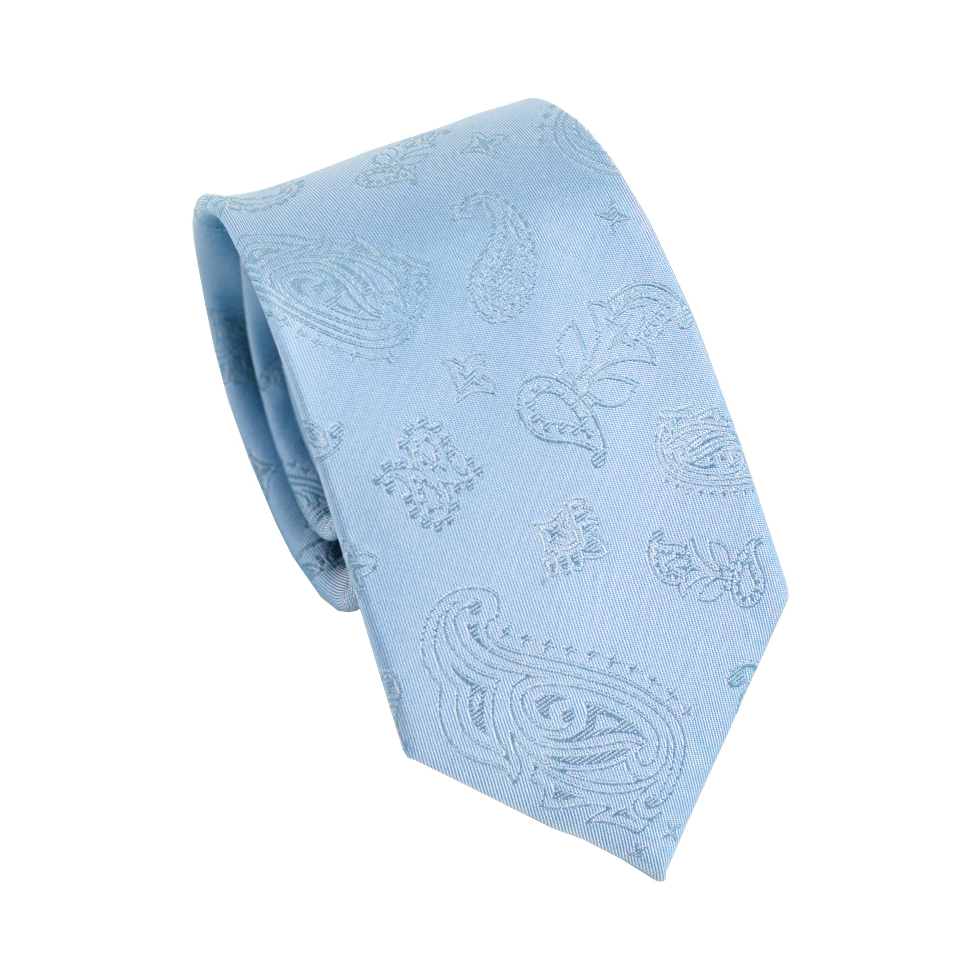 “Paisley" Silk Jacquard Tie - Sky Blue