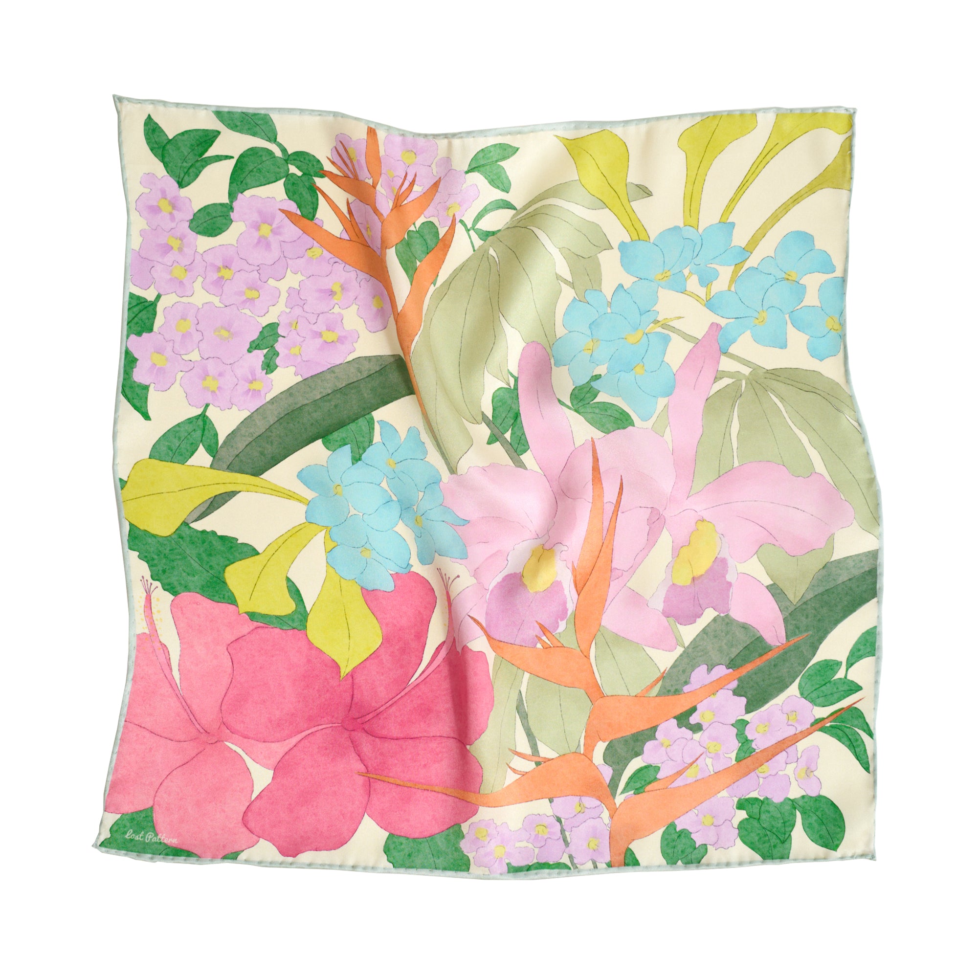"Cartagena" Silk Pocket Square - Champagne - LOST PATTERN Silk Pocket Square