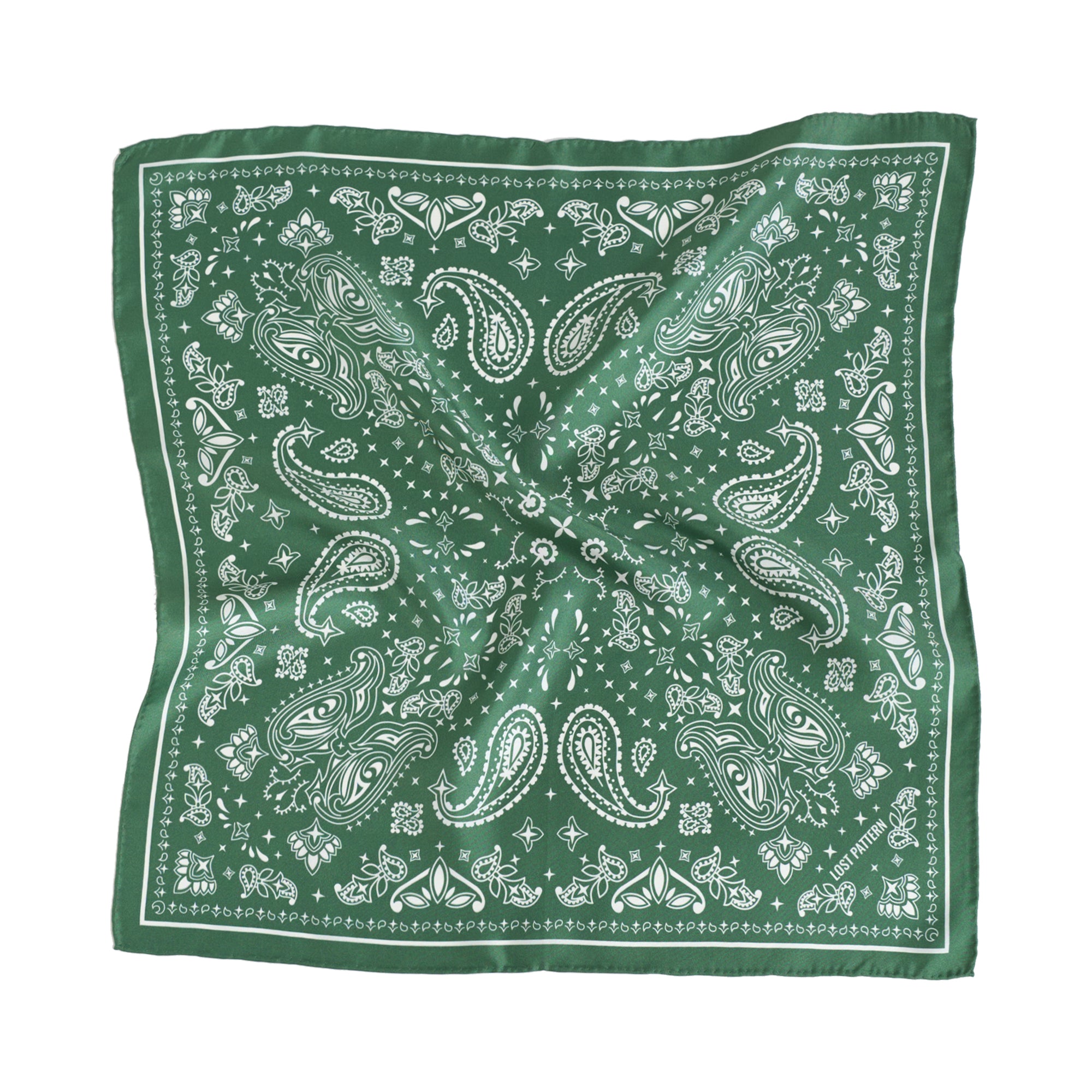 "Paisley" Silk Bandana Scarf - Sagebrush Green
