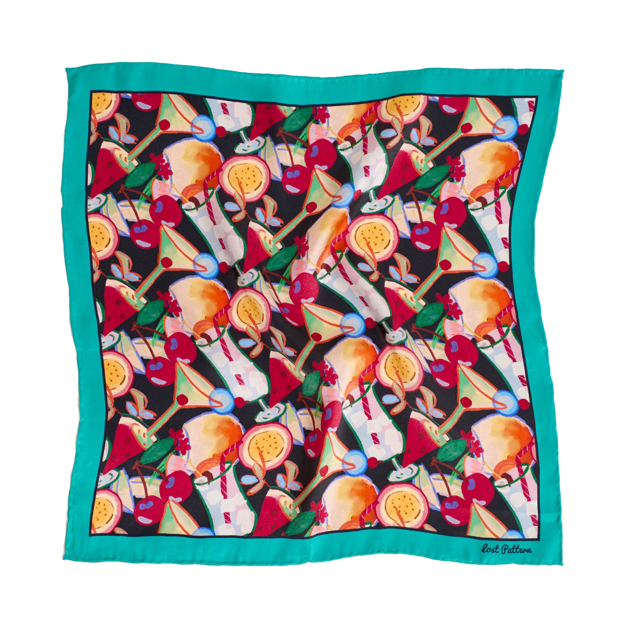 "Party Time" Silk Pocket Square - Deep Blue - LOST PATTERN Silk Pocket Square