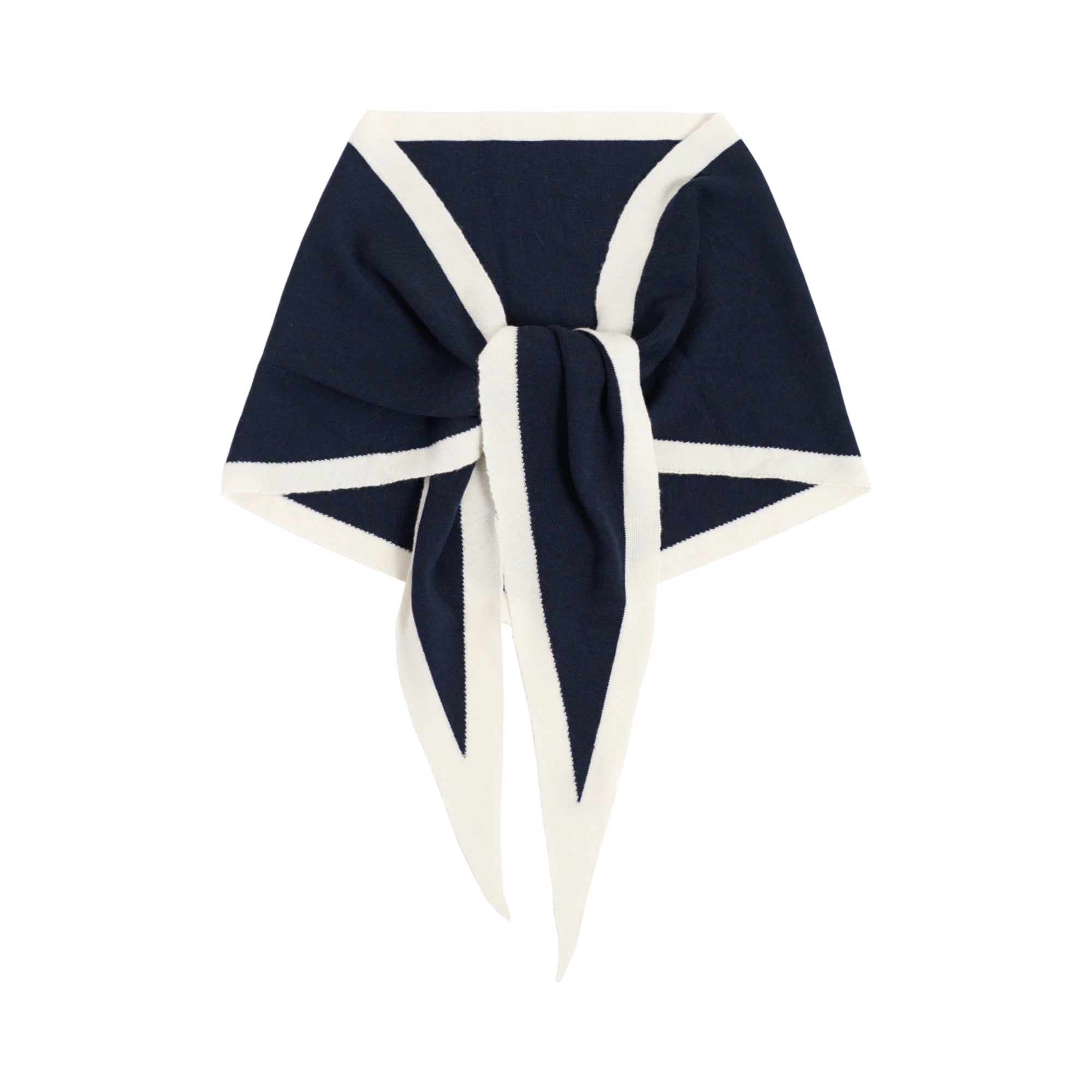 "Triangle Frame" Cashmere Triangle Scarf - Navy