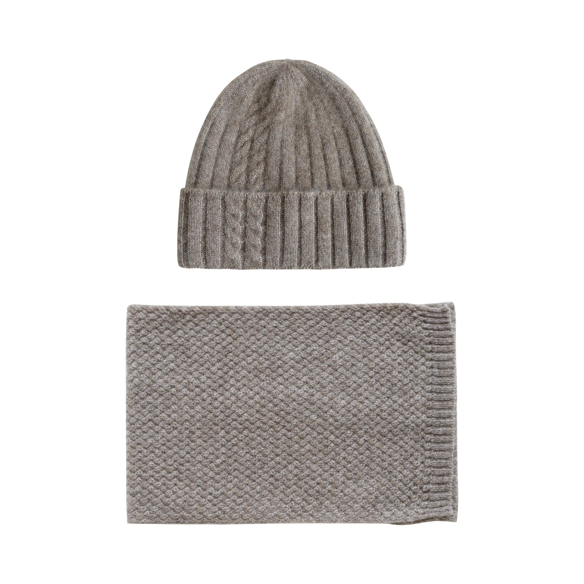 "Warmth Whisper" Cashmere Scarf & Beanie Hat Gift Set - Steel Grey - Steel Grey - LOST PATTERN Cashmere
