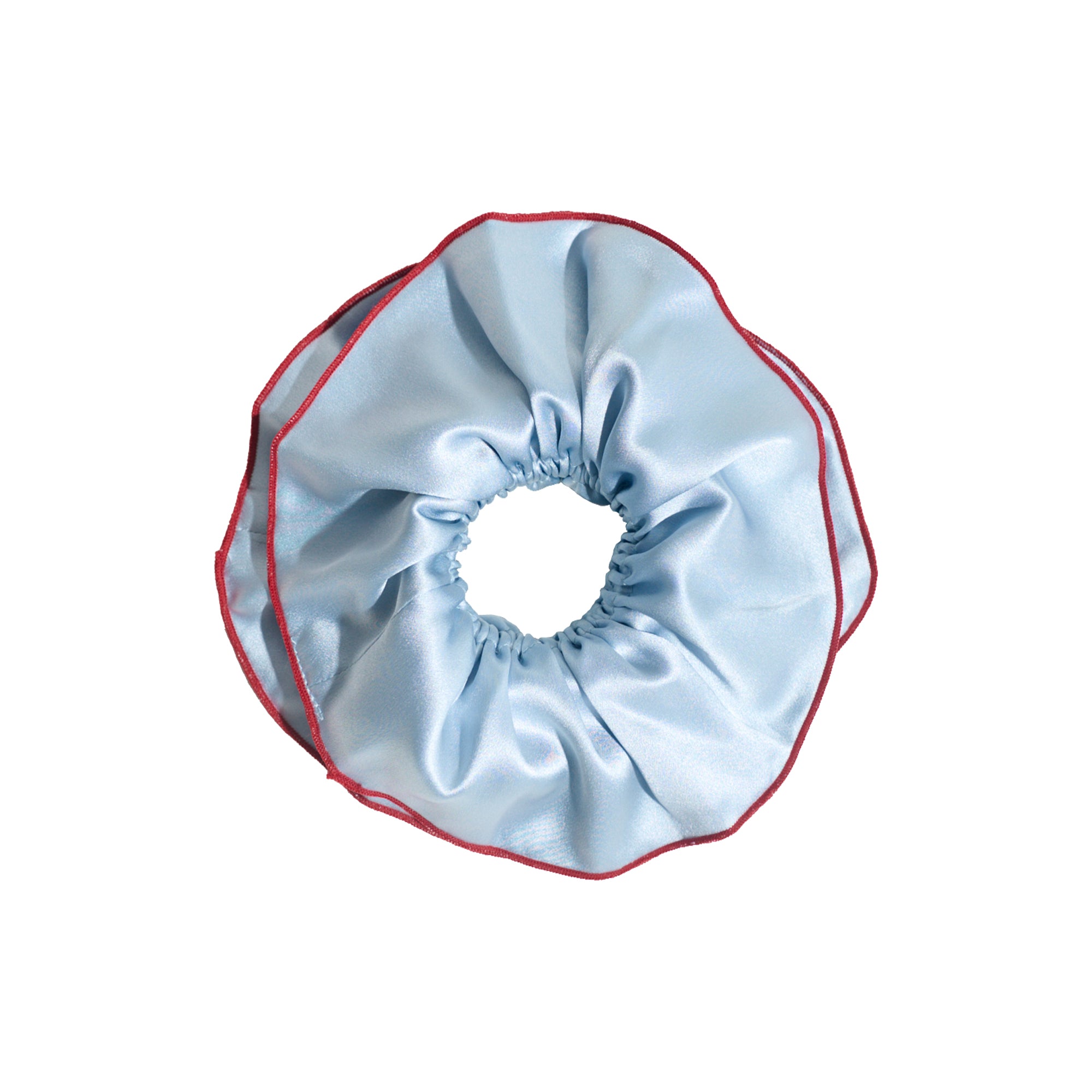 "Maxi Flower" Double-Layer Oversized Silk Scrunchie - Pastel Blue - Pastel Blue - LOST PATTERN Scrunchie