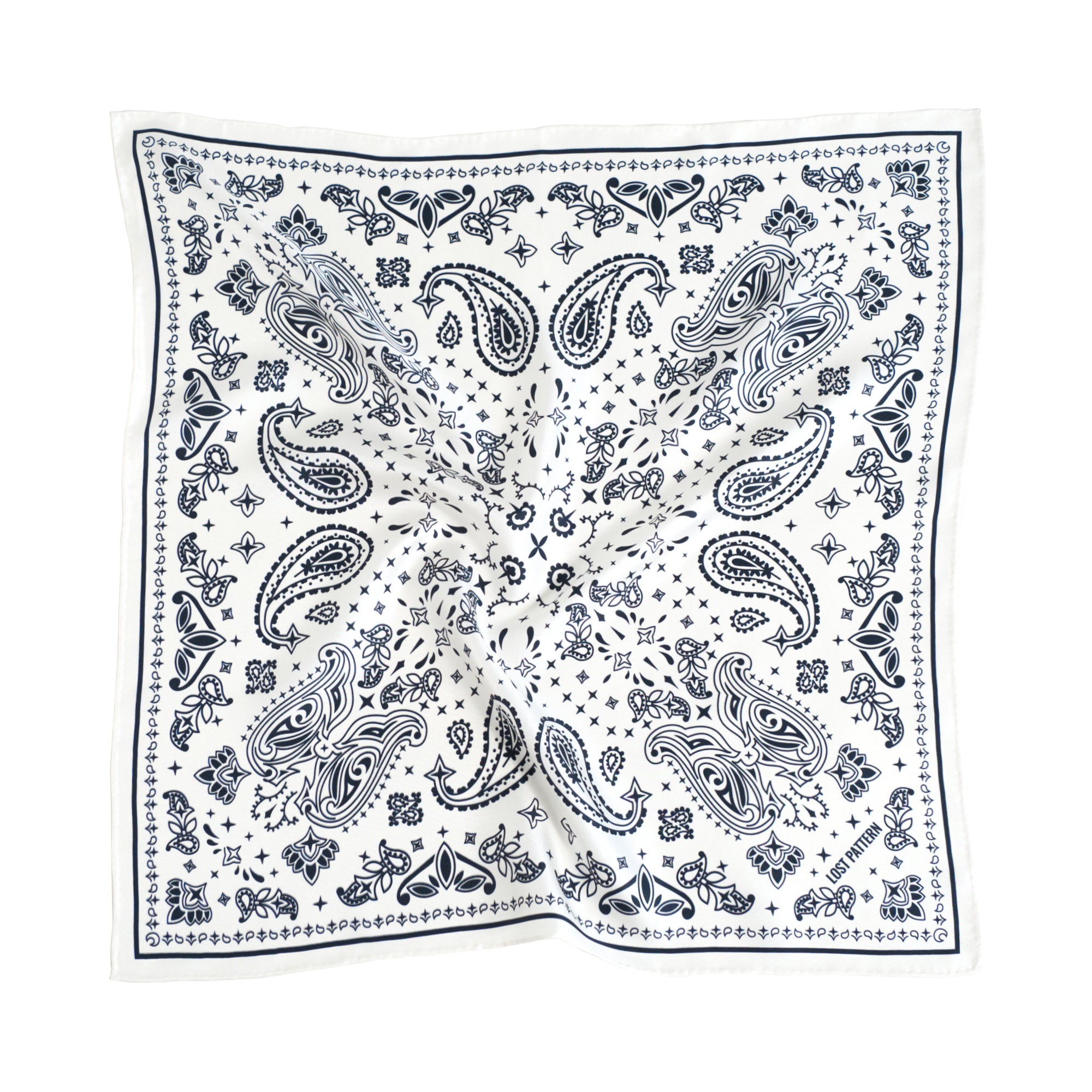 "Paisley" Silk Bandana Scarf - Moonlight White