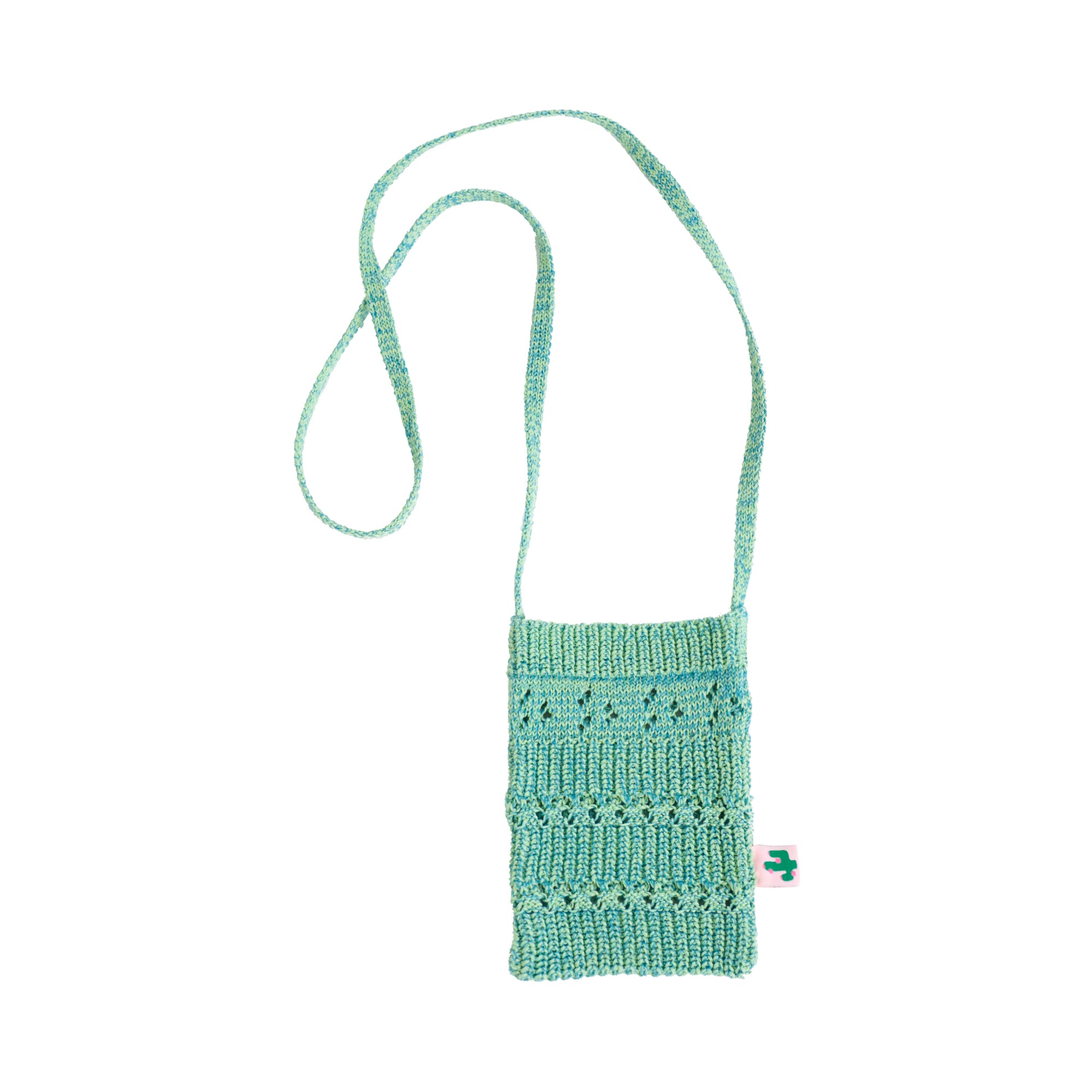 "Cactus" Crochet Crossbody Phone Bag - Peppermint