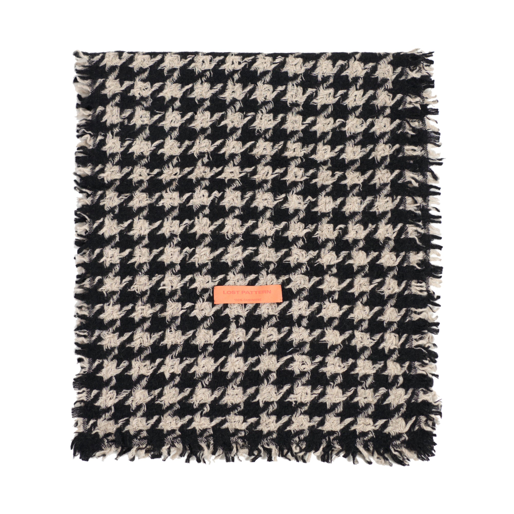 "Houndstooth" Cashmere Scarf - Khaki & Black