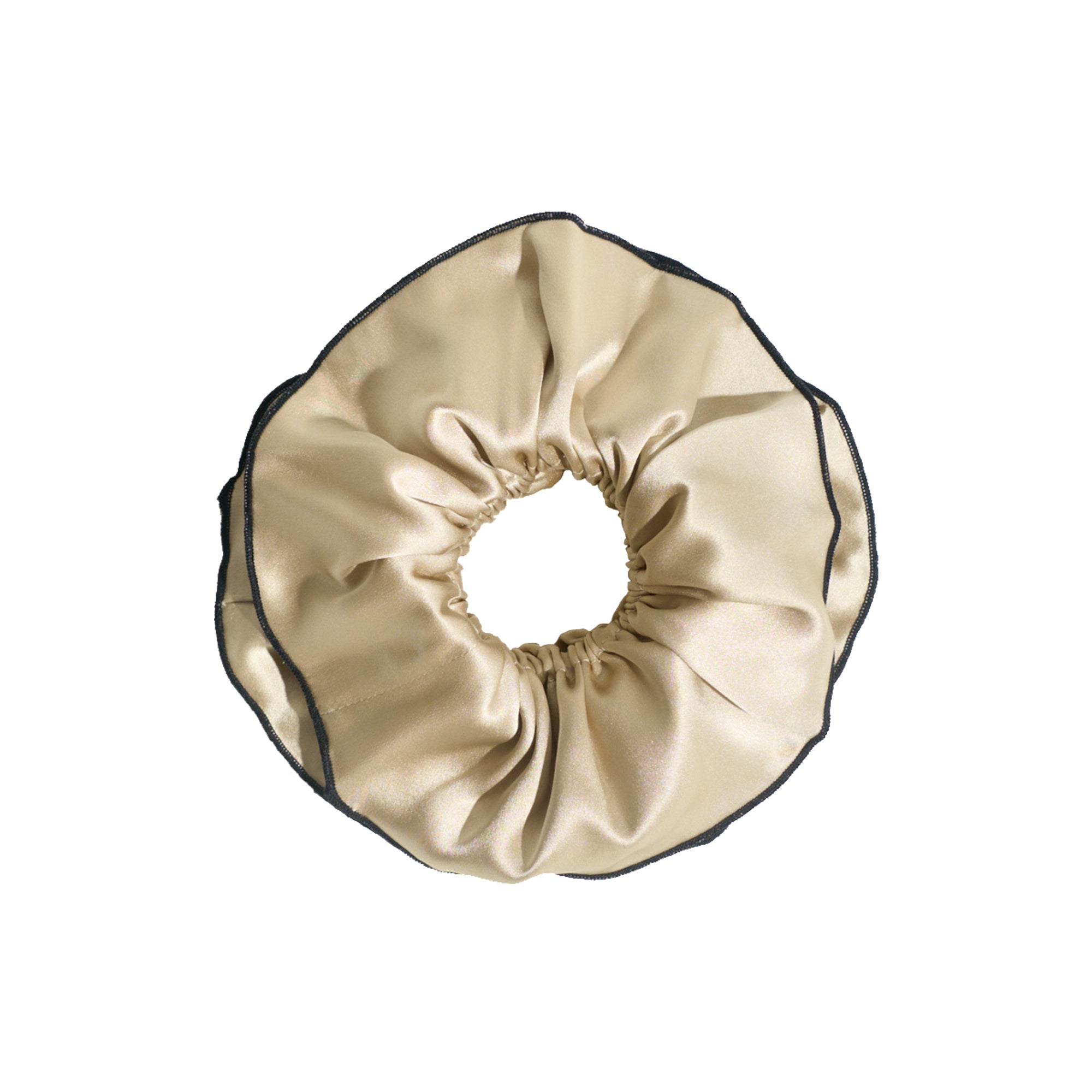 "Maxi Flower" Double-Layer Oversized Silk Scrunchie - Tan - Tan - LOST PATTERN Scrunchie
