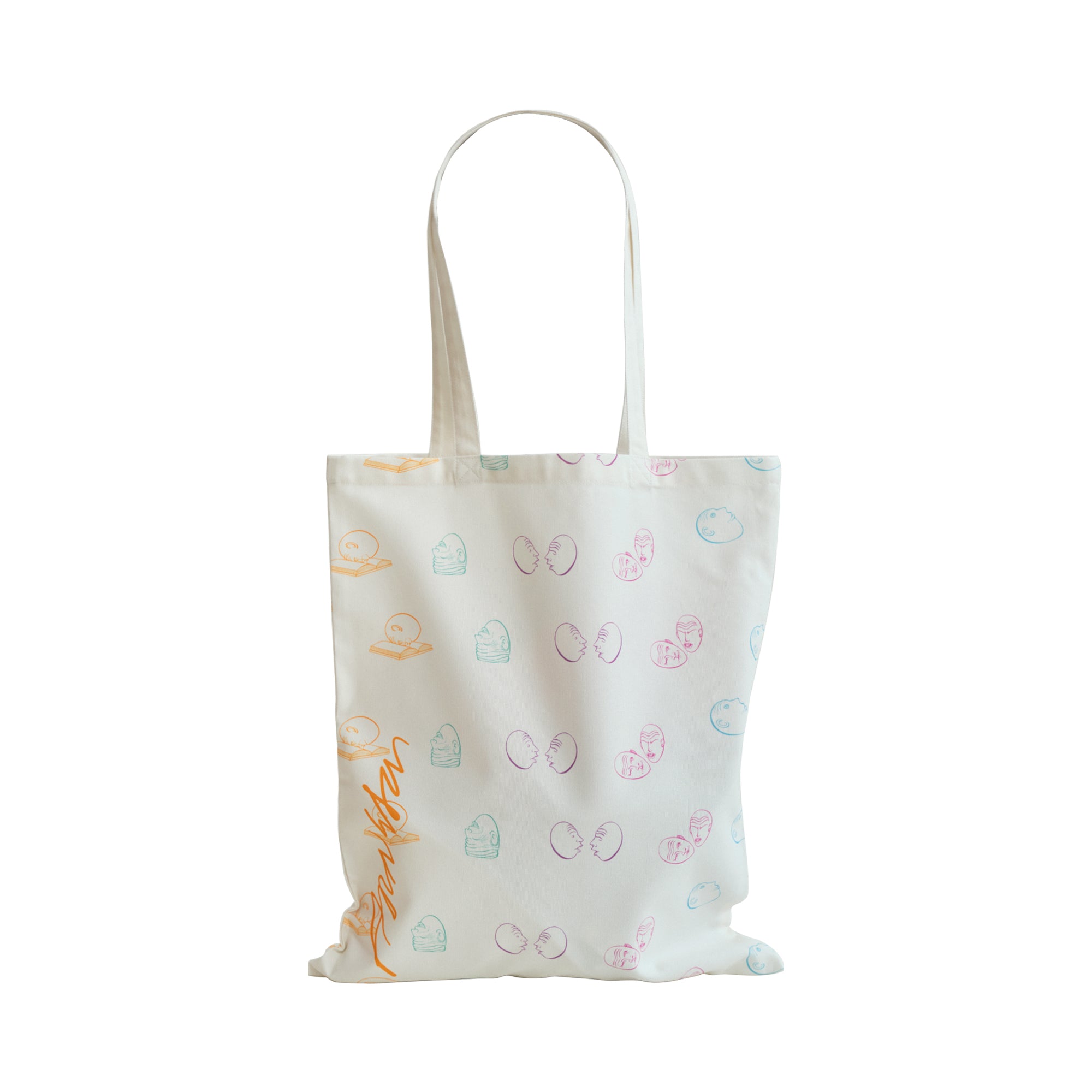 "Eggheads" Cotton Tote Bag - White - White - LOST PATTERN Tote Bag