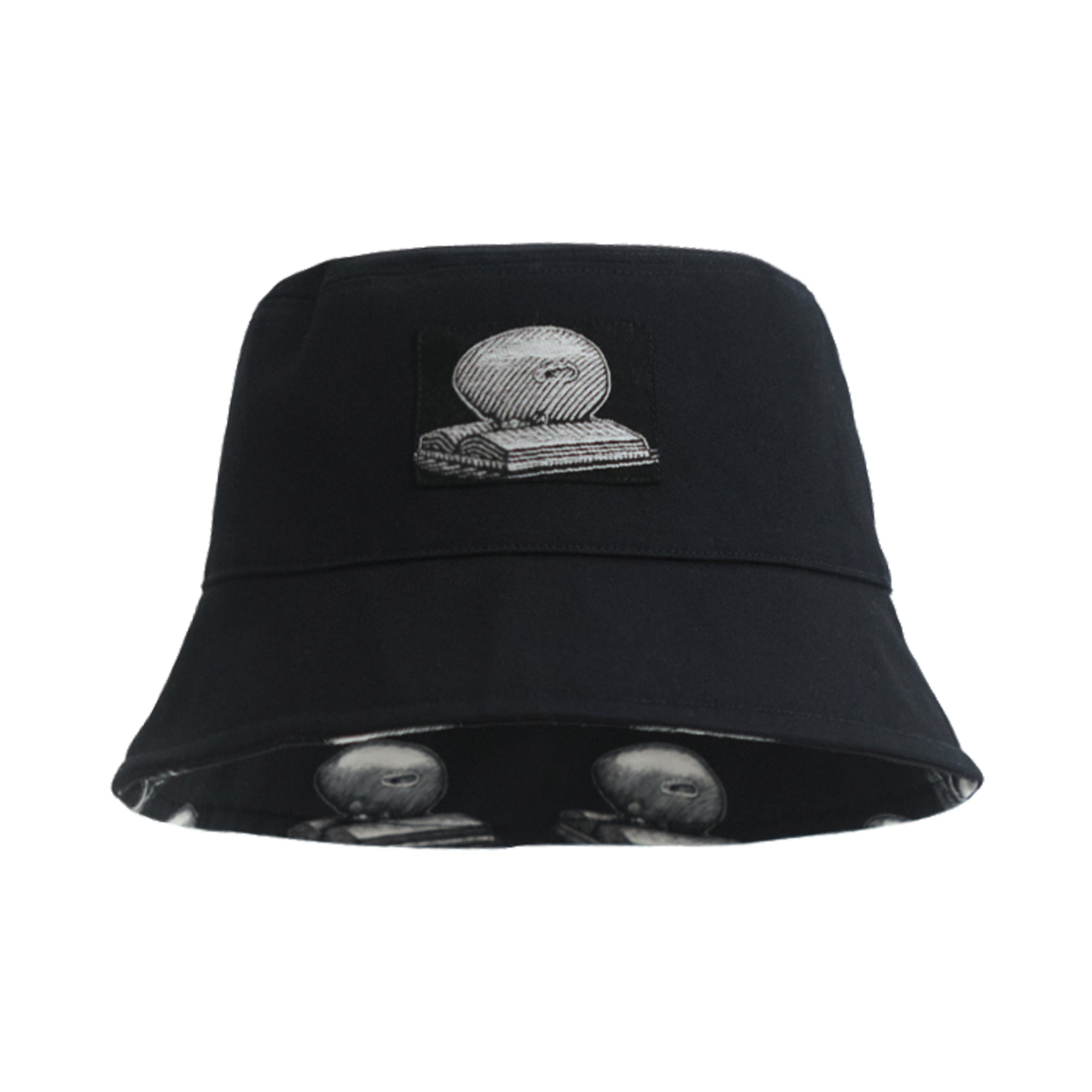 "Bookhead" Reversible Bucket Hat - Black - LOST PATTERN Hats