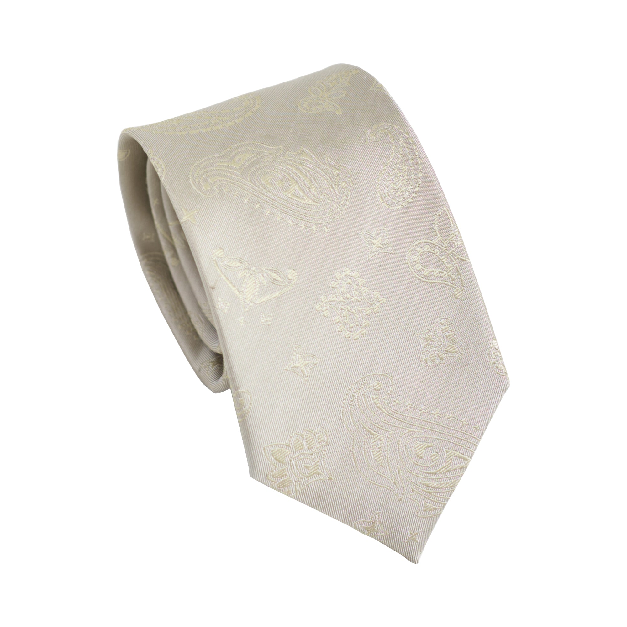 “Paisley" Silk Jacquard Tie - Champagne