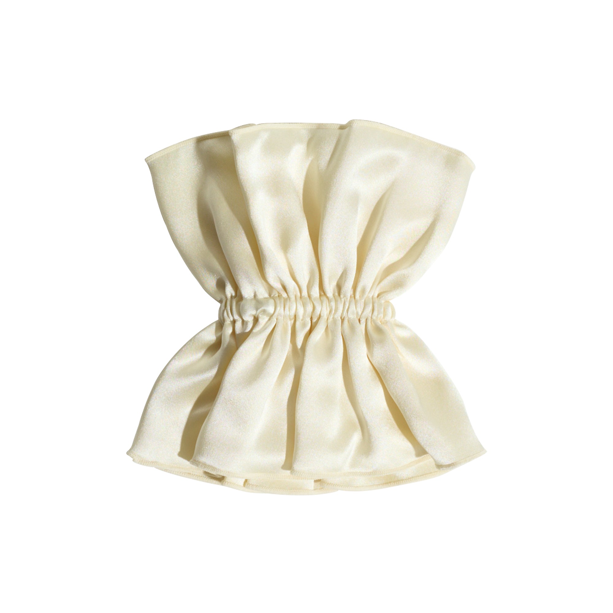 "Maxi Flower" Double-Layer Oversized Silk Scrunchie - Cream - Cream - LOST PATTERN Scrunchie