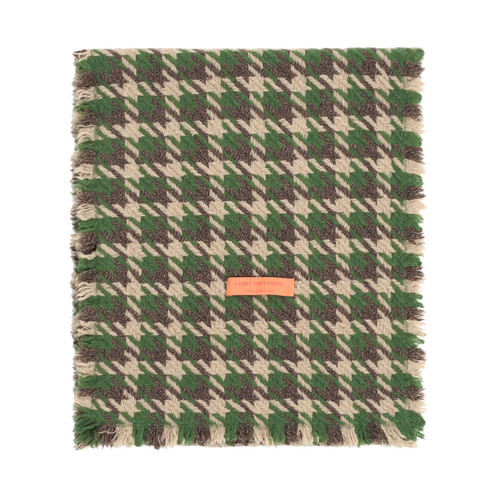 "Houndstooth" Cashmere Scarf - Matcha & Coffee