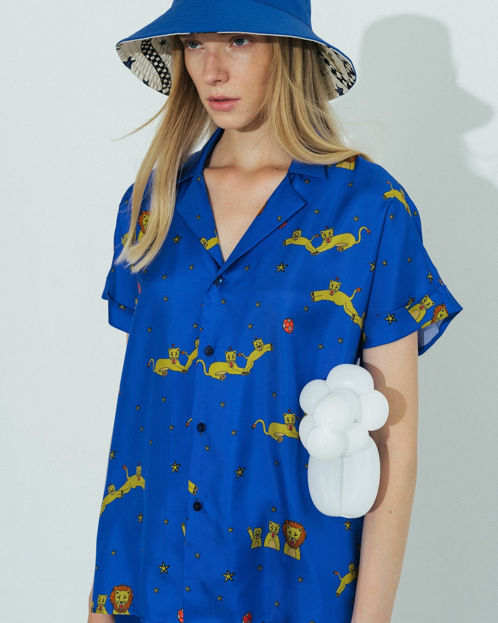 Shantall Lacayo x Lost Pattern Silk Shirt - Electric Blue