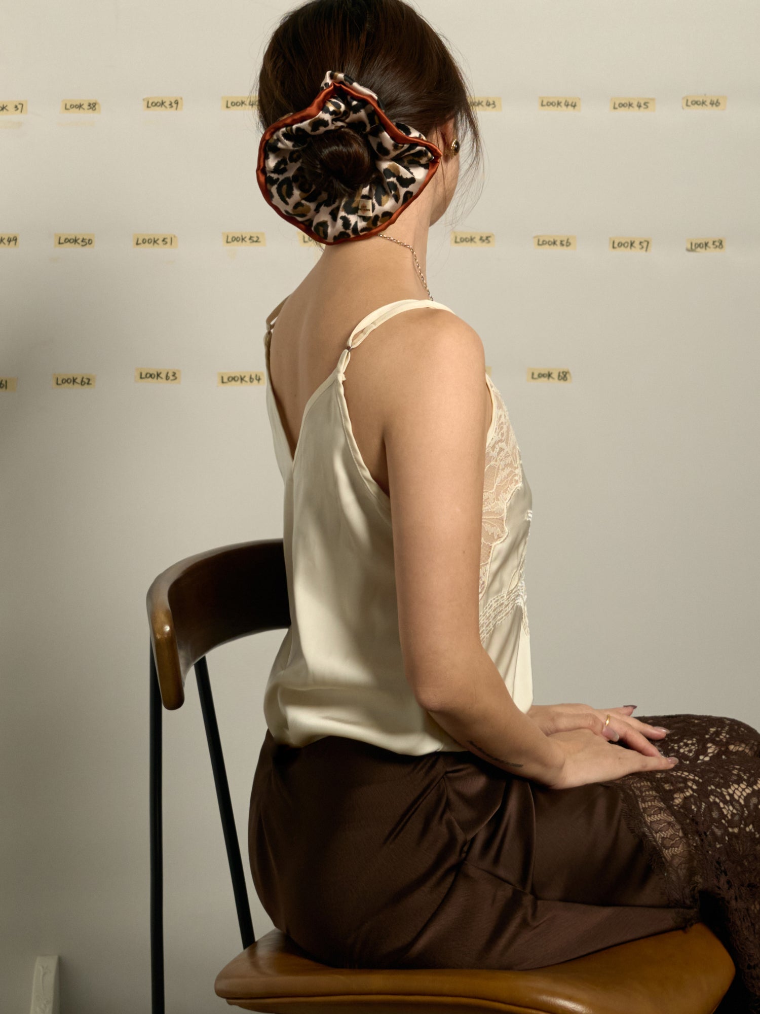 "Spot Chic" Oversized Silk Scrunchie - Blush Leopard