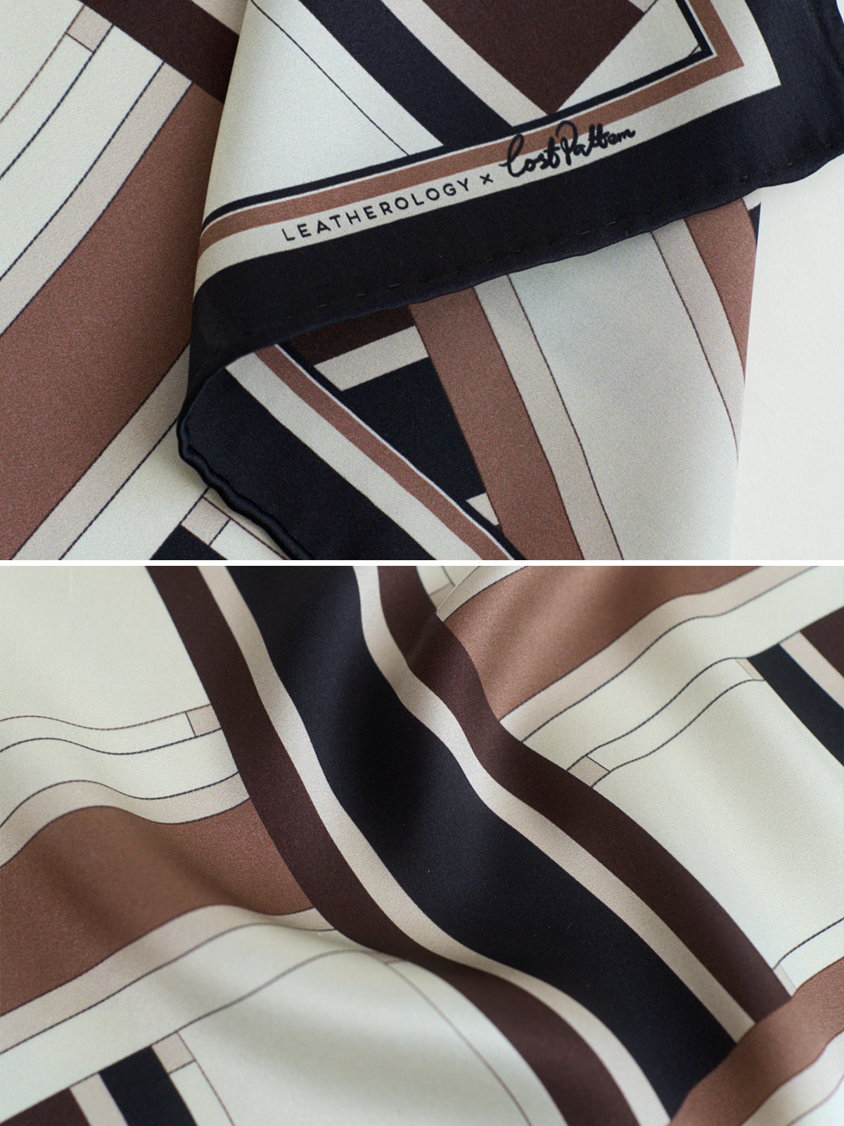 Lost Pattern x Leatherology Silk Pocket Square - Neutral - LOST PATTERN Silk Pocket Square