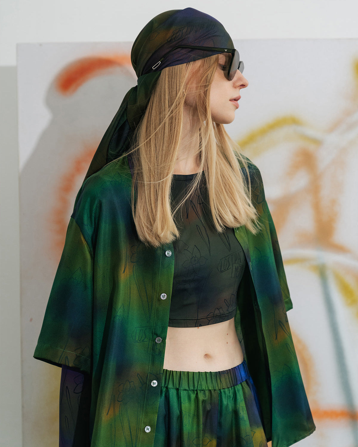 "Brooklyn" Oversized Silk Hawaii Shirt - Green - Green / XS / Silk - LOST PATTERN Shirt