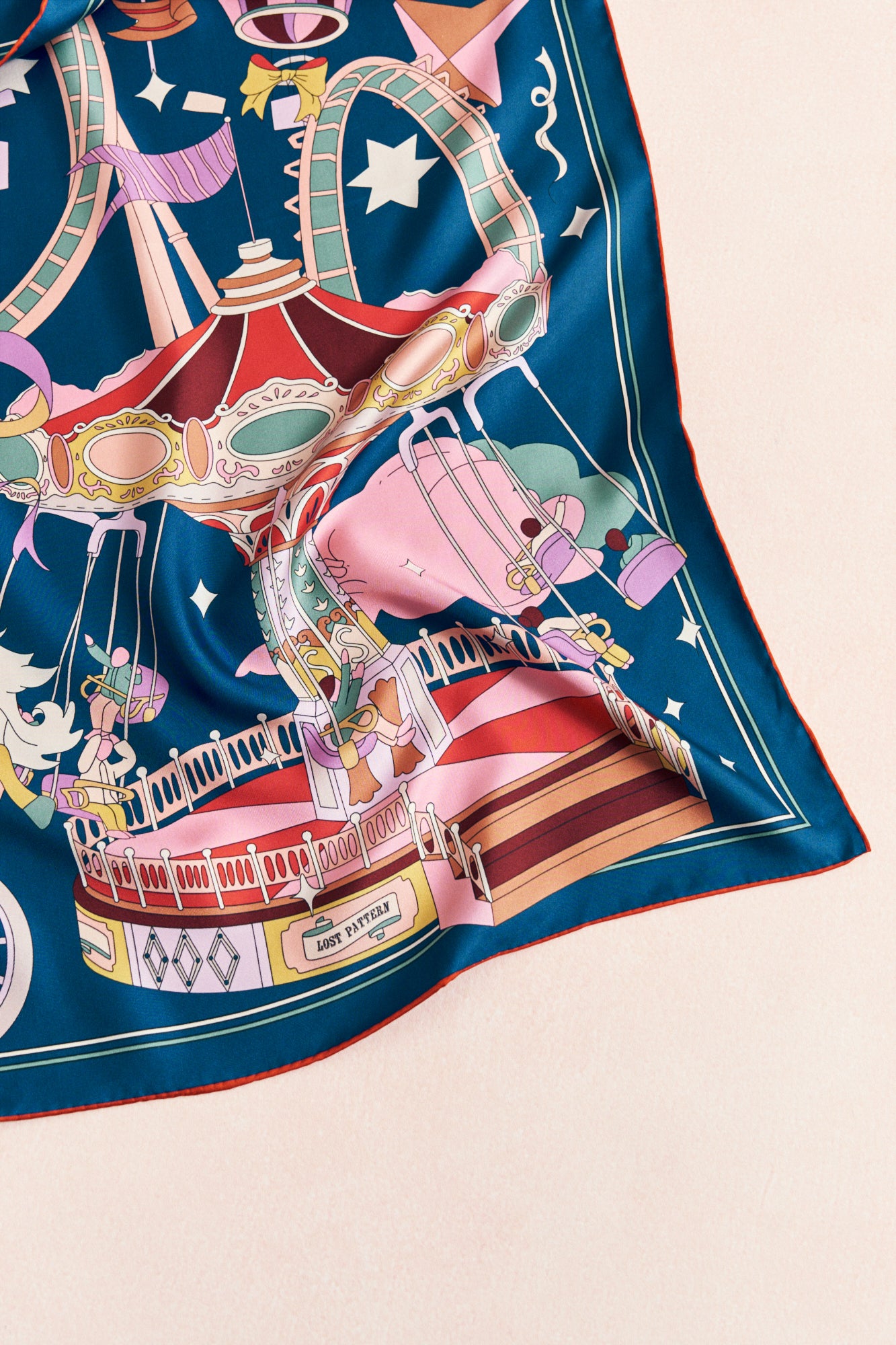 "Pop Pony" Silk Twill Large Silk Scarf - Midnight Blue