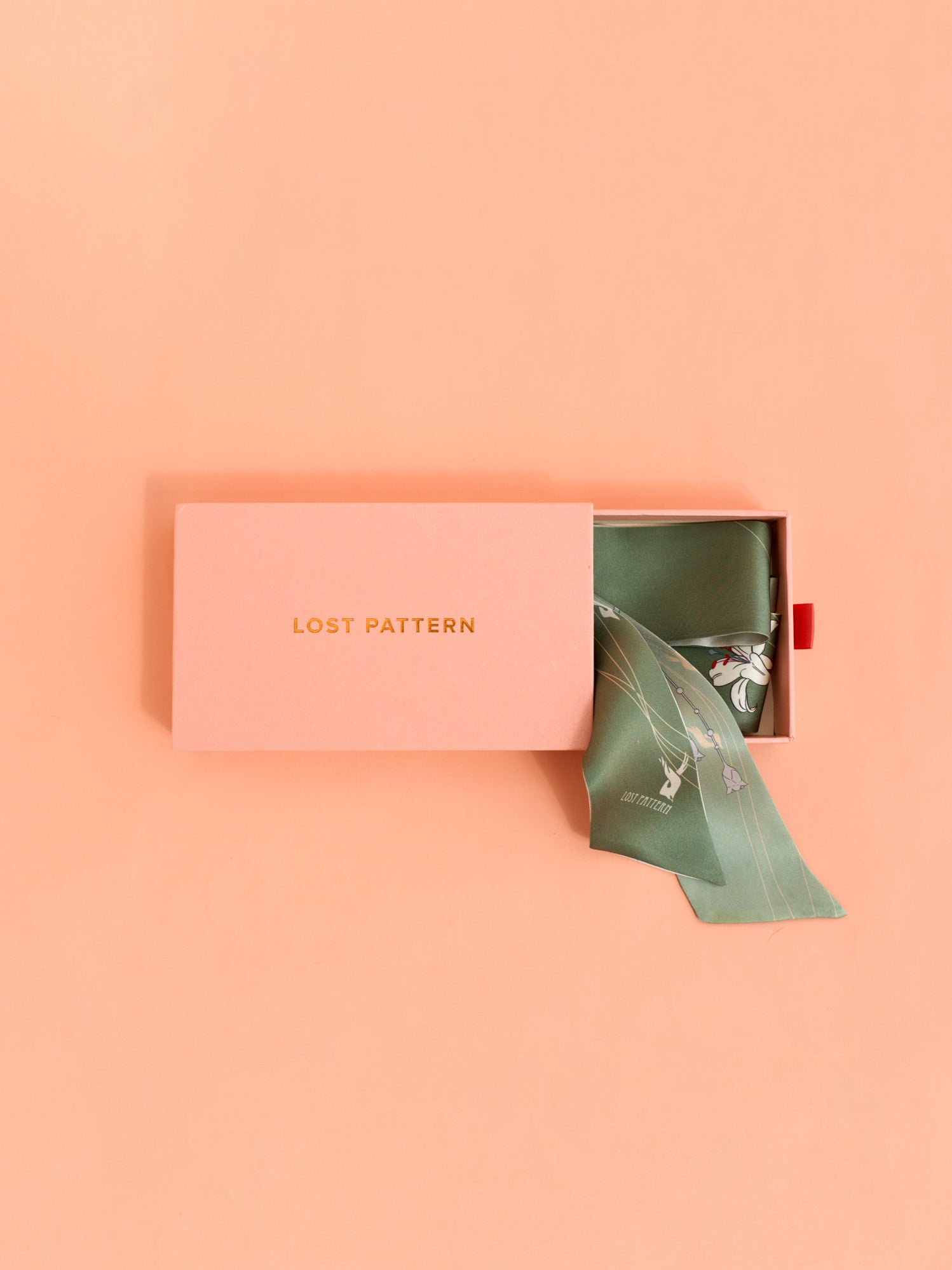 "Lily" Silk Skinny Scarf - Green - LOST PATTERN Silk Skinny Scarf