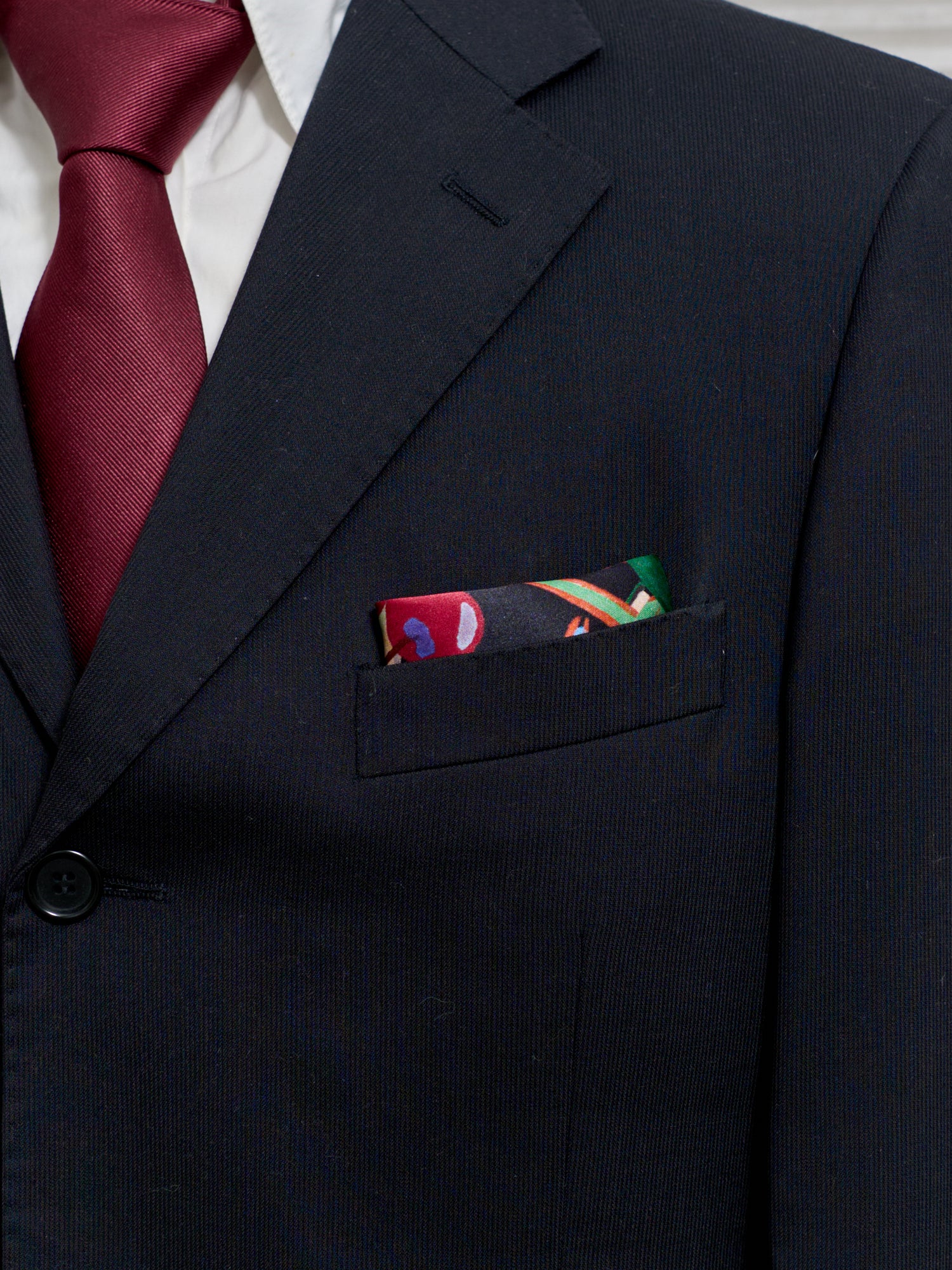 "Party Time" Silk Pocket Square - Deep Blue - LOST PATTERN Silk Pocket Square