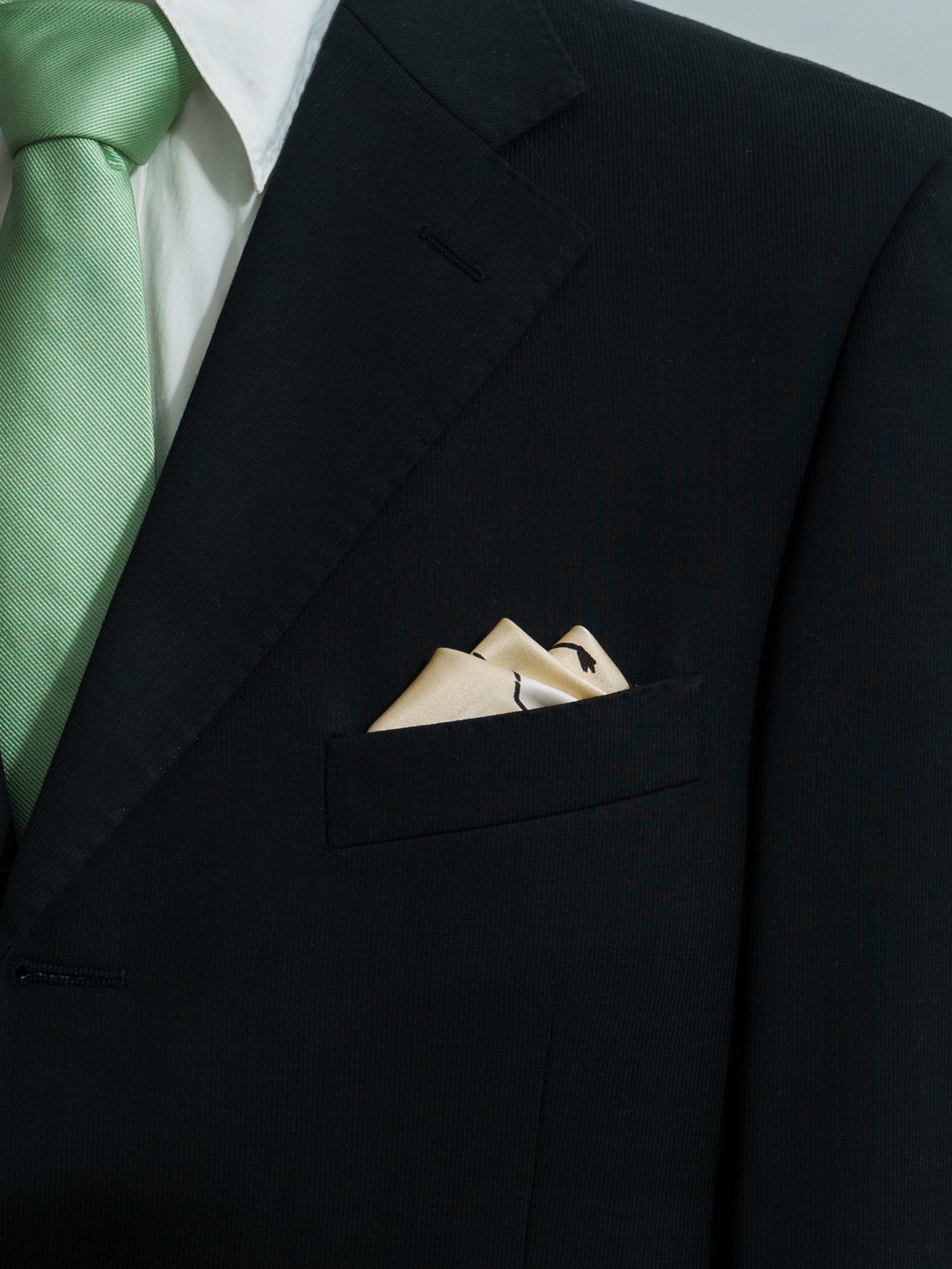 "Little Egret" Silk Pocket Square - Beige - Beige - LOST PATTERN Silk Pocket Square