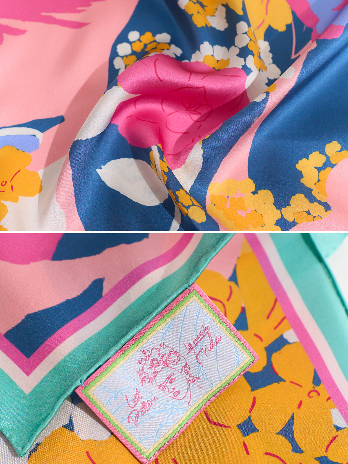 FRIDA x LOST PATTERN "Frida's Garden" Silk Bandana Scarf - Purple - Purple - LOST PATTERN Silk Square Scarf