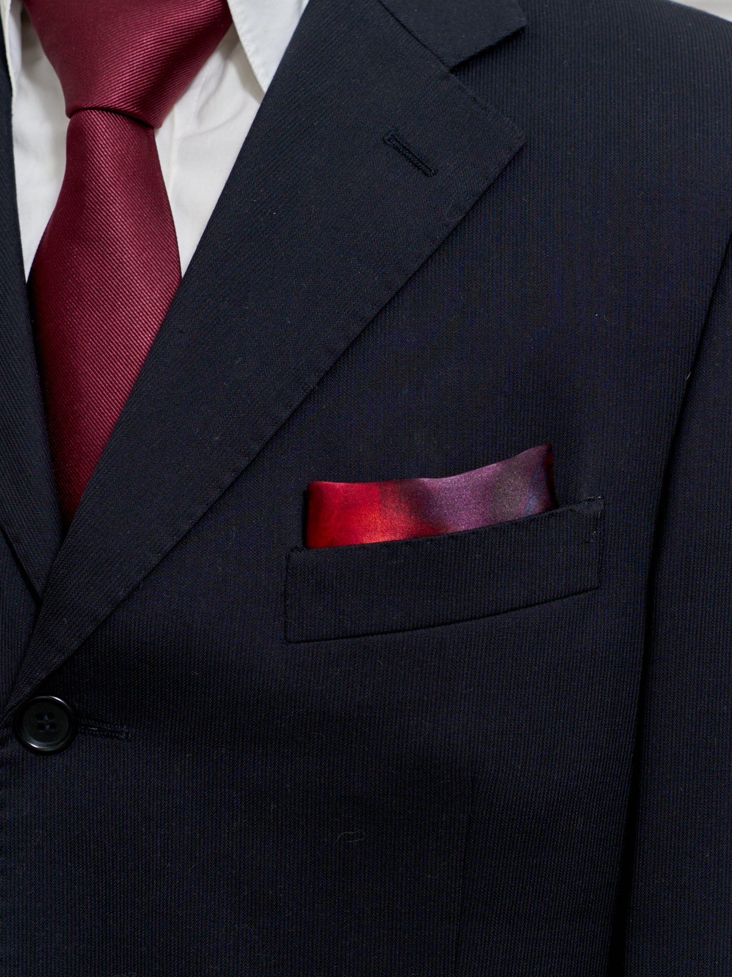 "La Rosa" Silk Pocket Square - Black and Red - LOST PATTERN Silk Pocket Square