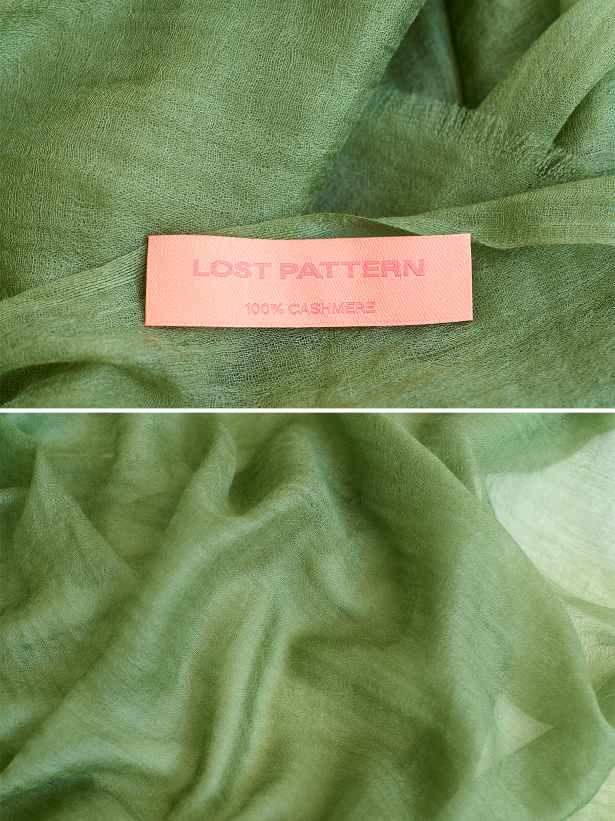 "Featherlight" Oversized Cashmere Scarf - Olive Green - Olive Green - LOST PATTERN Cashmere