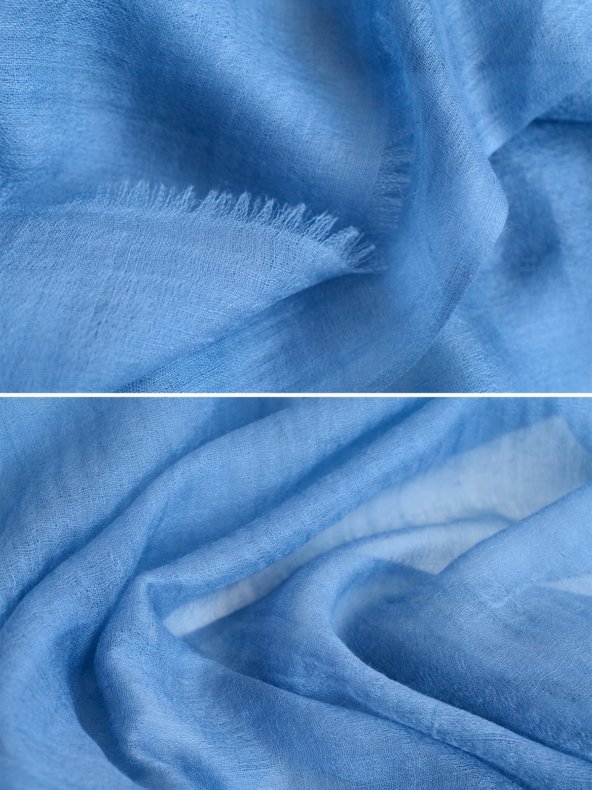 "Featherlight" Oversized Cashmere Scarf - Blue - Blue - LOST PATTERN Cashmere