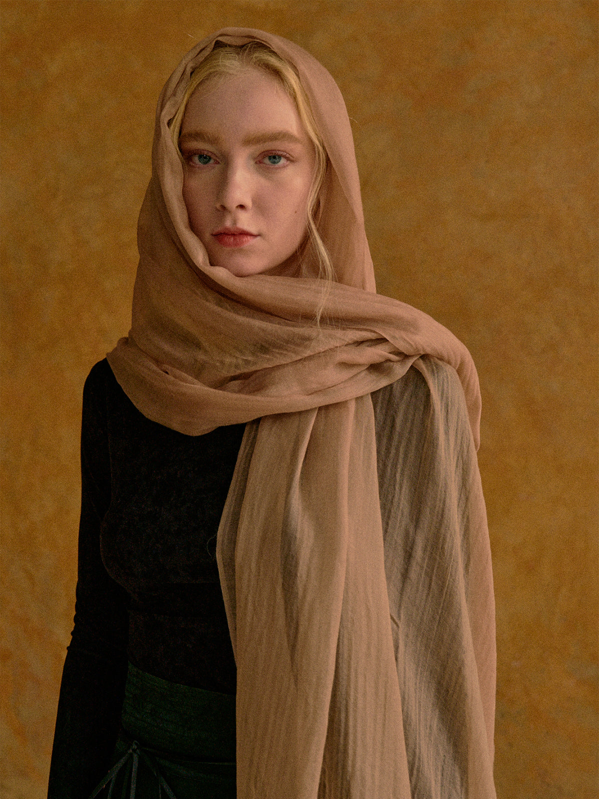 "Featherlight" Oversized Cashmere Scarf - Light Tan - Light Tan - LOST PATTERN Cashmere