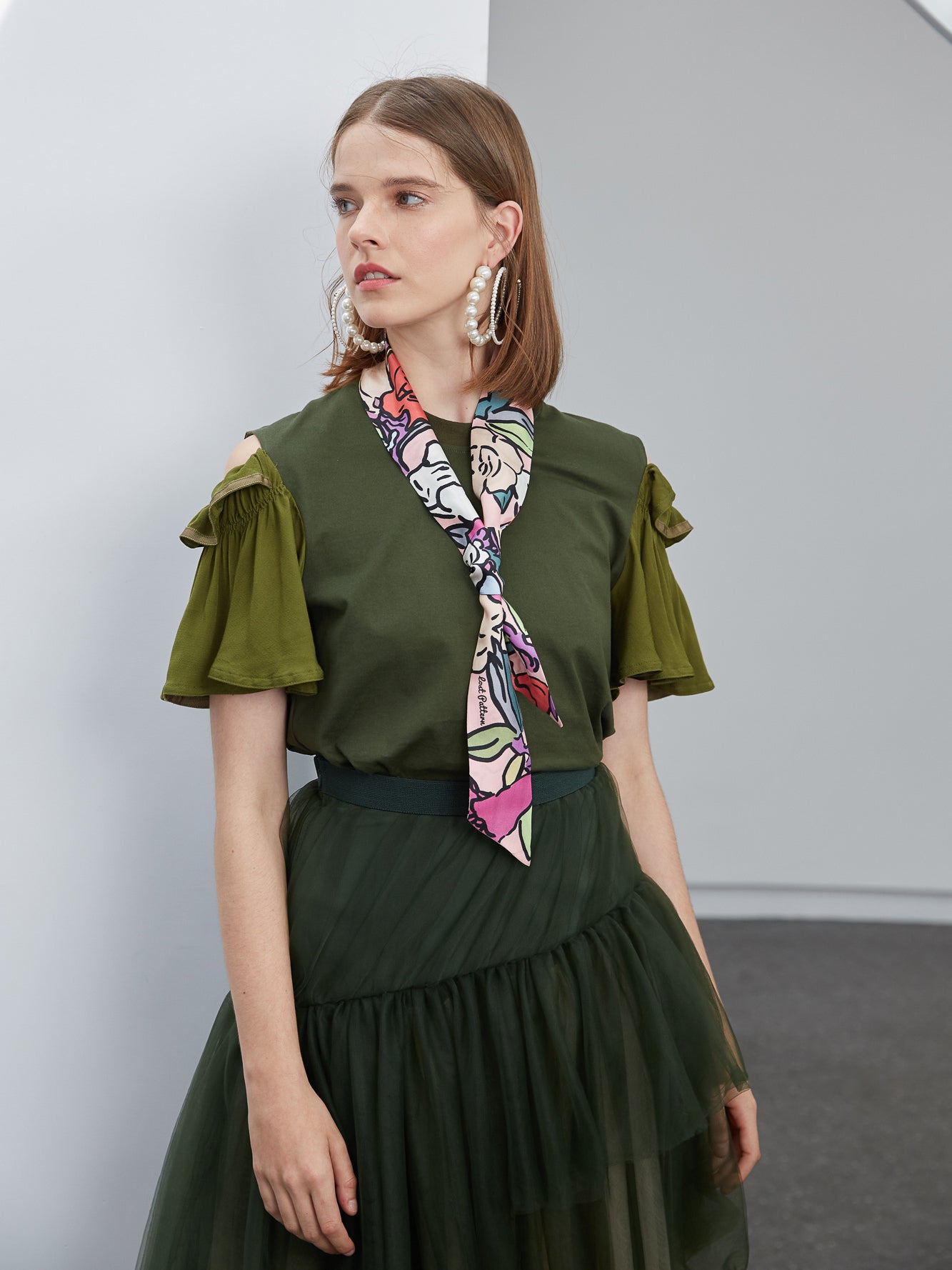 "Azalea" Silk Twill Skinny Scarf